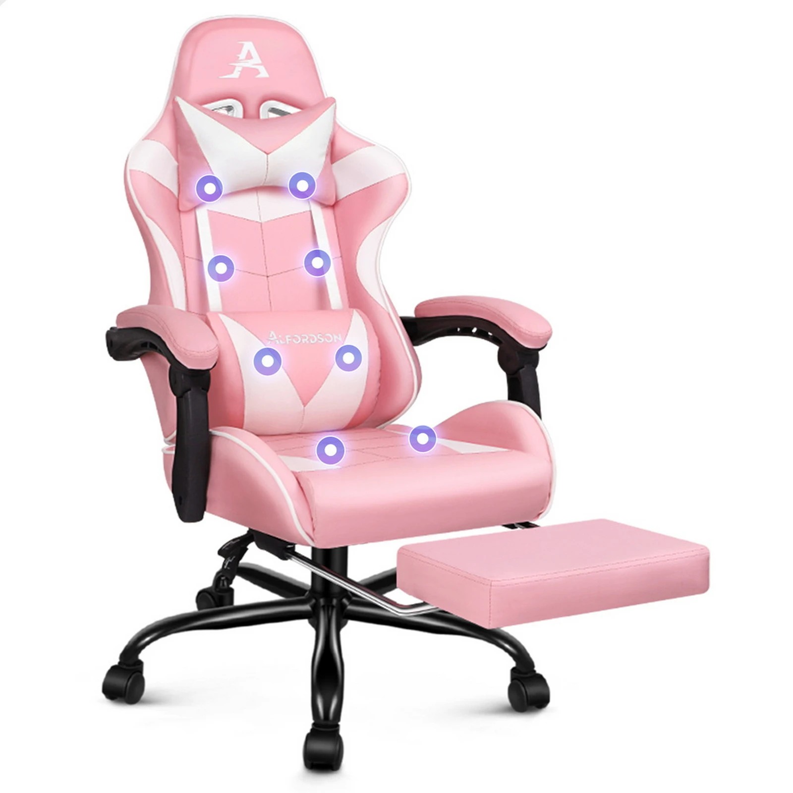 1 Alfordson Gaming Chair Office Massage Computer Racing Seat PU Leather - Pink, 1 of 10