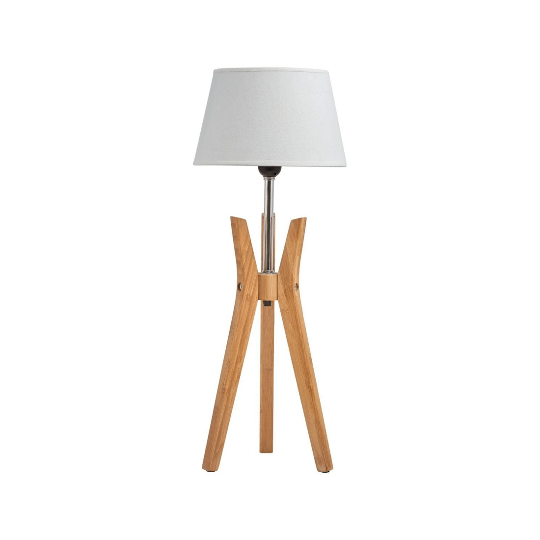 1 BR Home Bamboo Tripod Table Lamp with Linen Shade and Geometric Design, 1 of 7