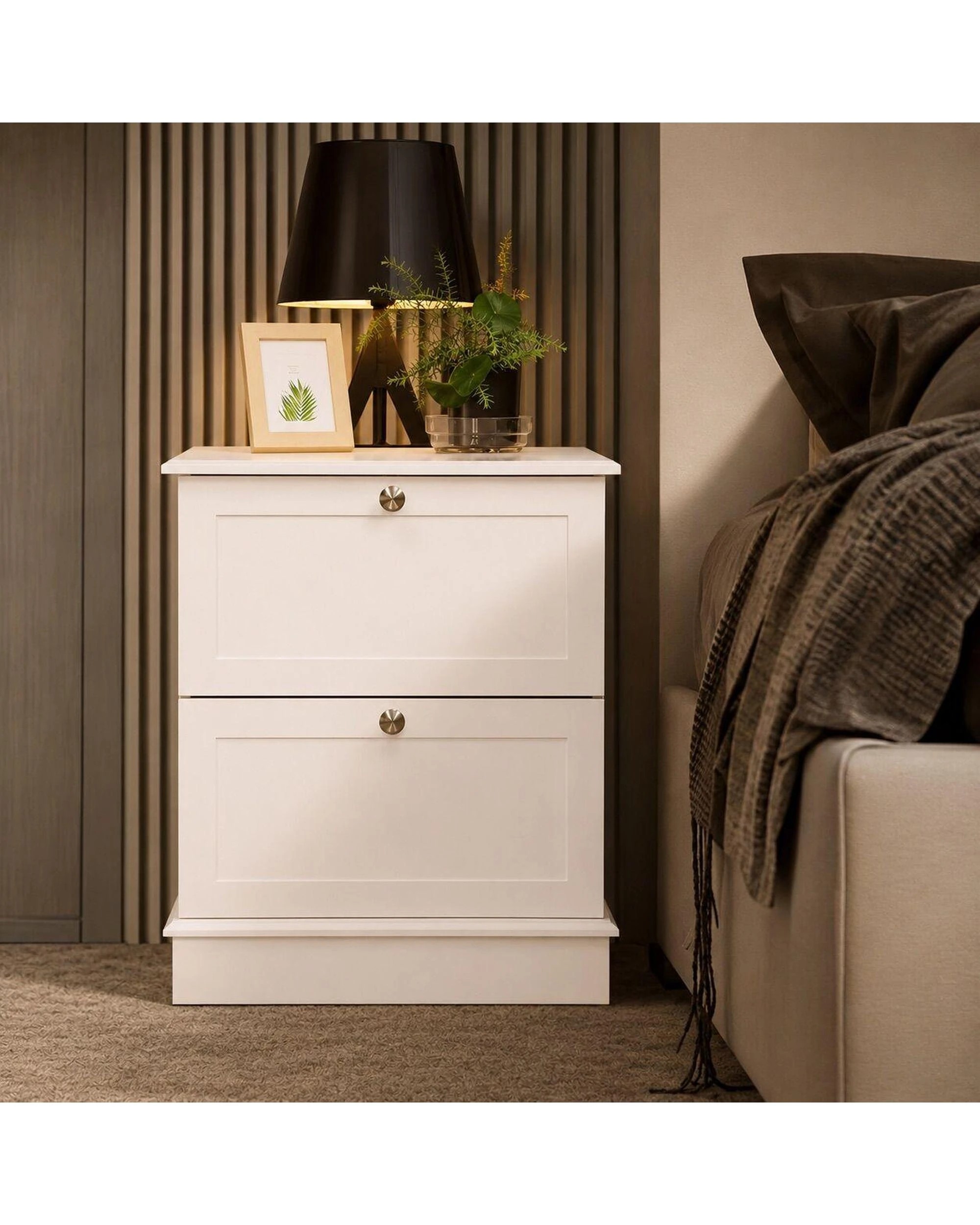 8 Harper Freestanding 2 Drawer Bedside Table White, 8 of 10