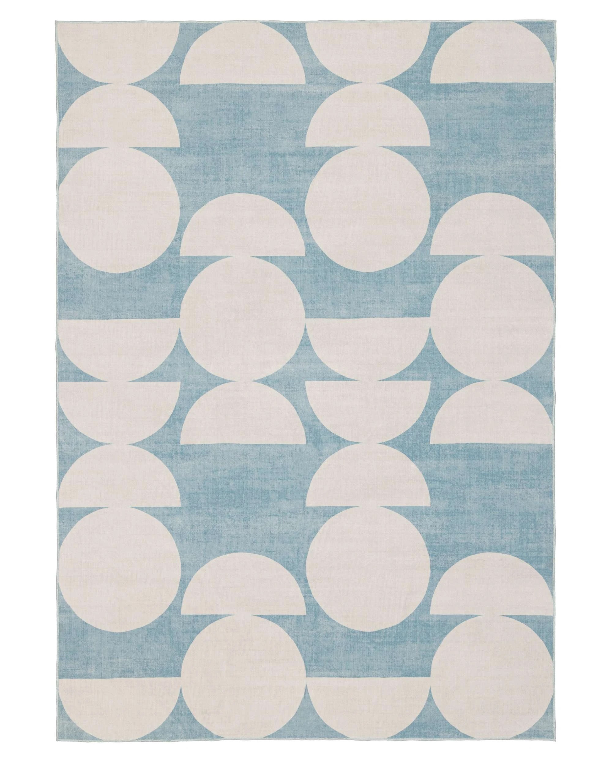 1 Loopsie Malabou Half Moons Printed Washable Rug-290cm x 190cm - Blue, 1 of 7