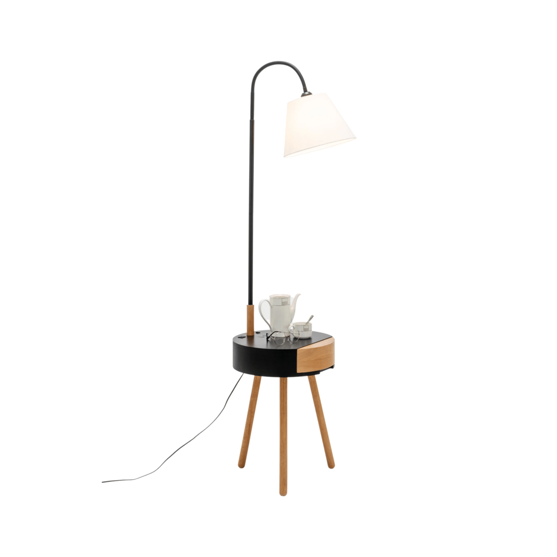 1 BR Home Florence Tripod Lamp with Shelf and Storage Drawer, 1 of 7