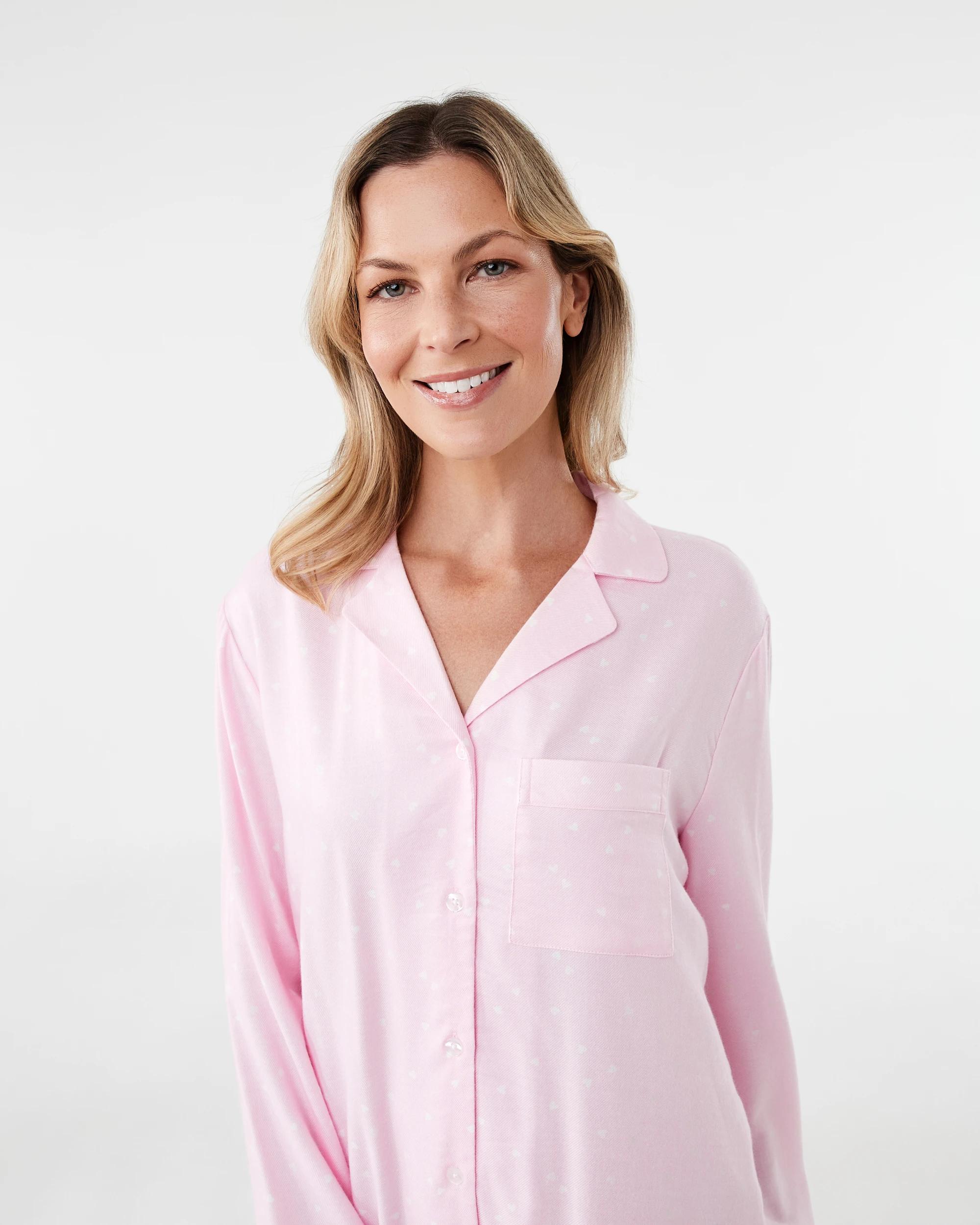 4 Long Sleeve Flannel Nightie Pnk Heart, 4 of 7