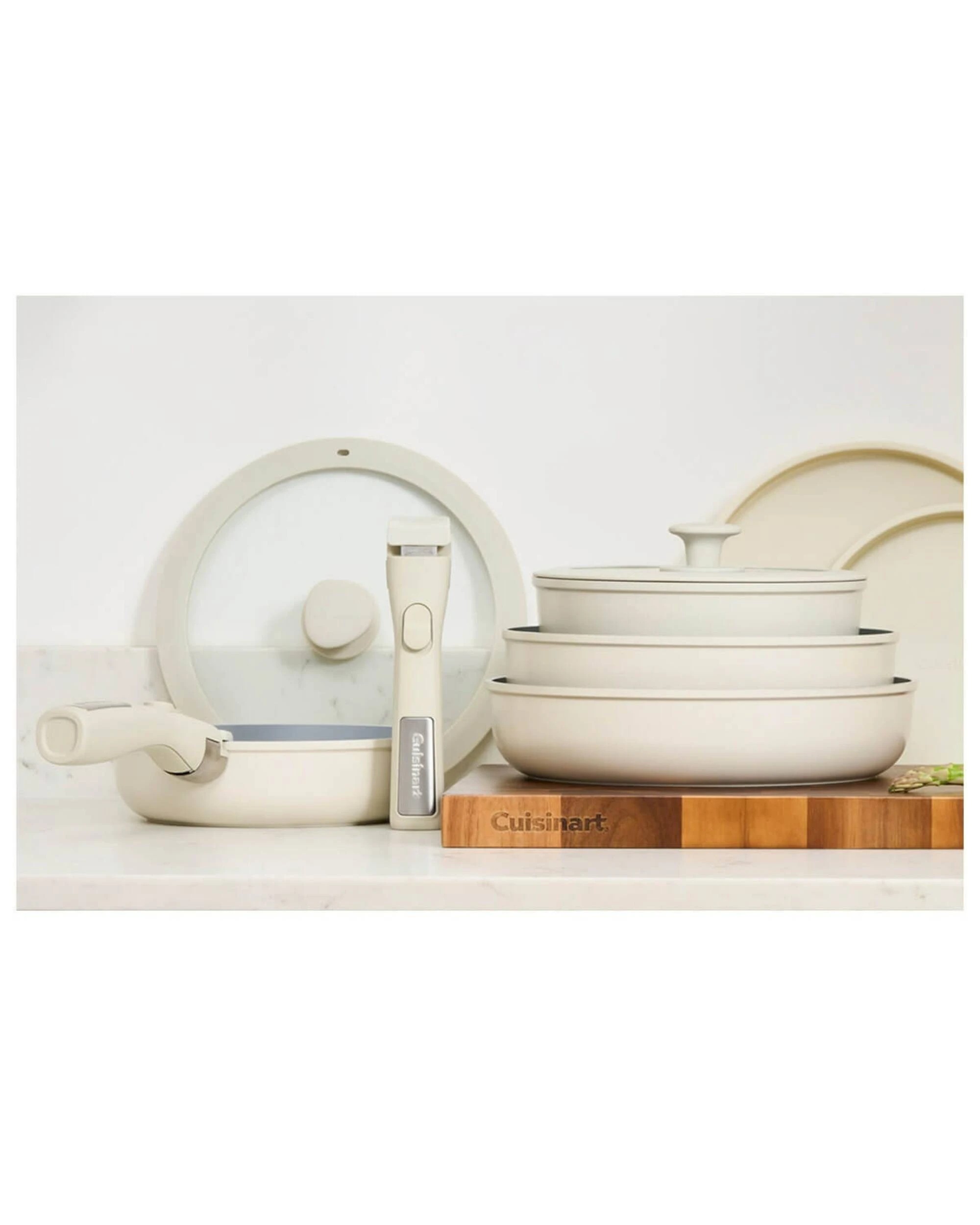2 Cuisinart 13pc Nonstick ClickSmart Detachable Handle Kitchen Cookware Set - Beige, 2 of 4