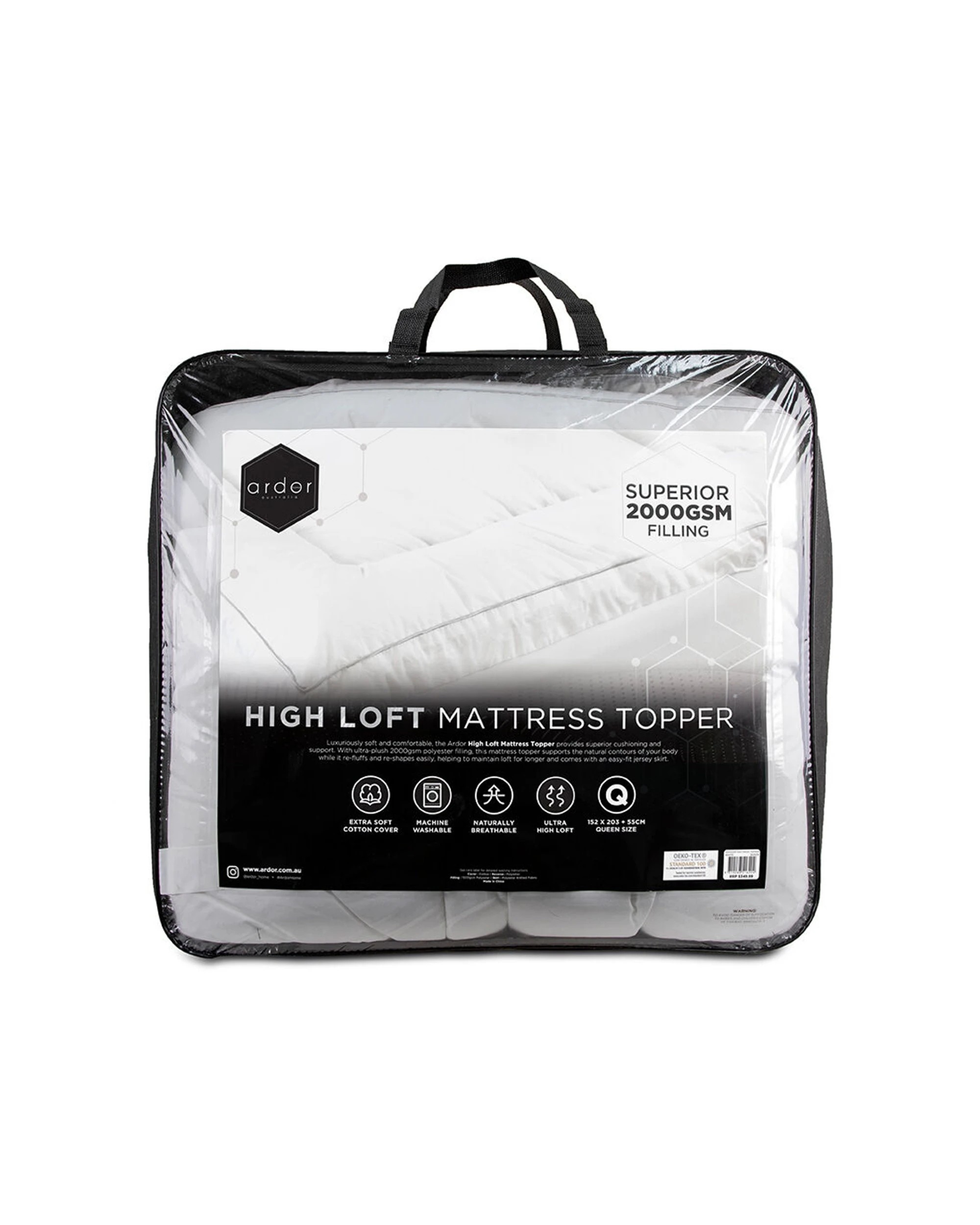 2 ARDOR Mattress Topper 2000GSM Standard Microfibre Quilted 92x193cm - Single Bed, 2 of 4