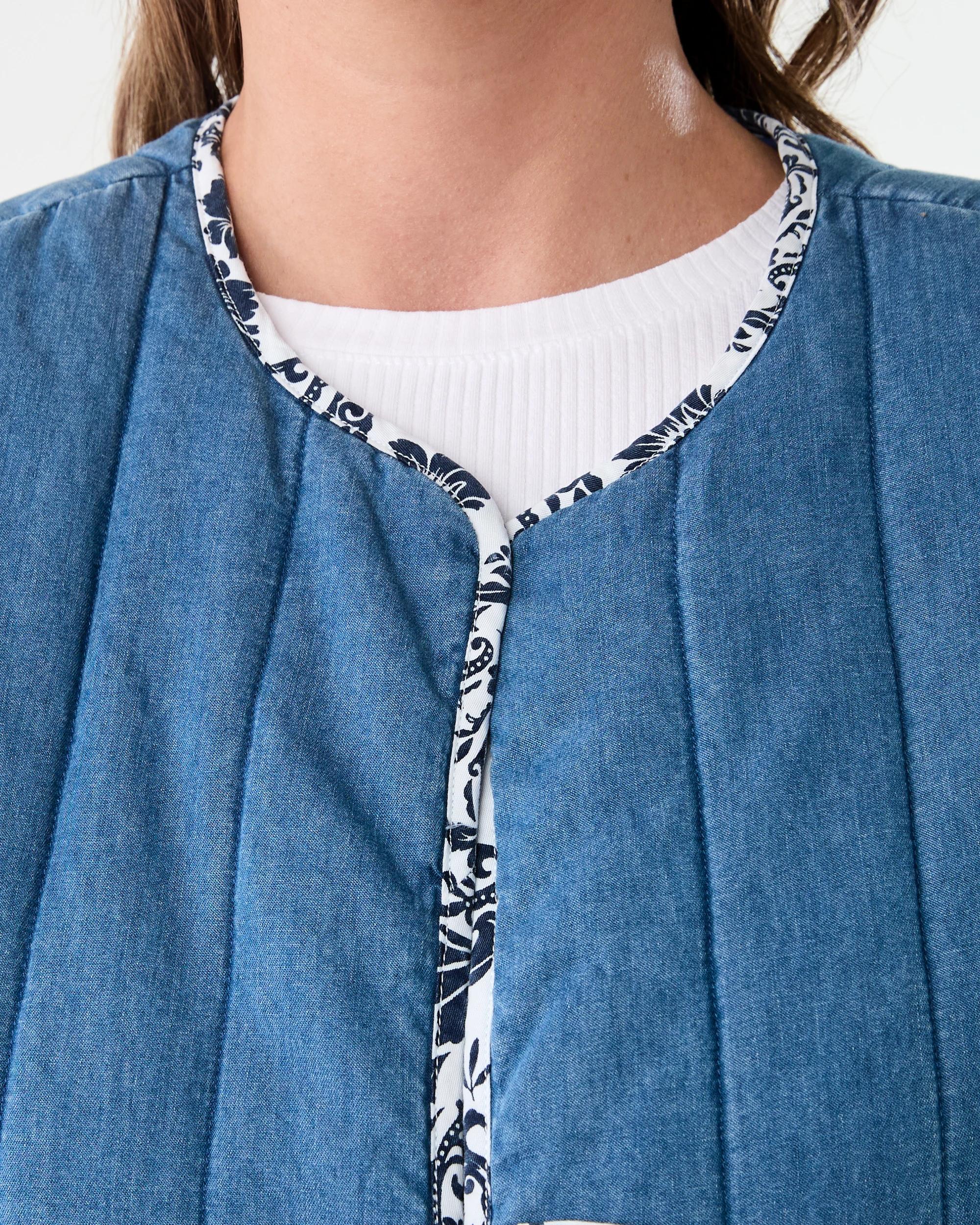 5 Quilted Tie Front Vest Blu M Wsh, 5 of 7