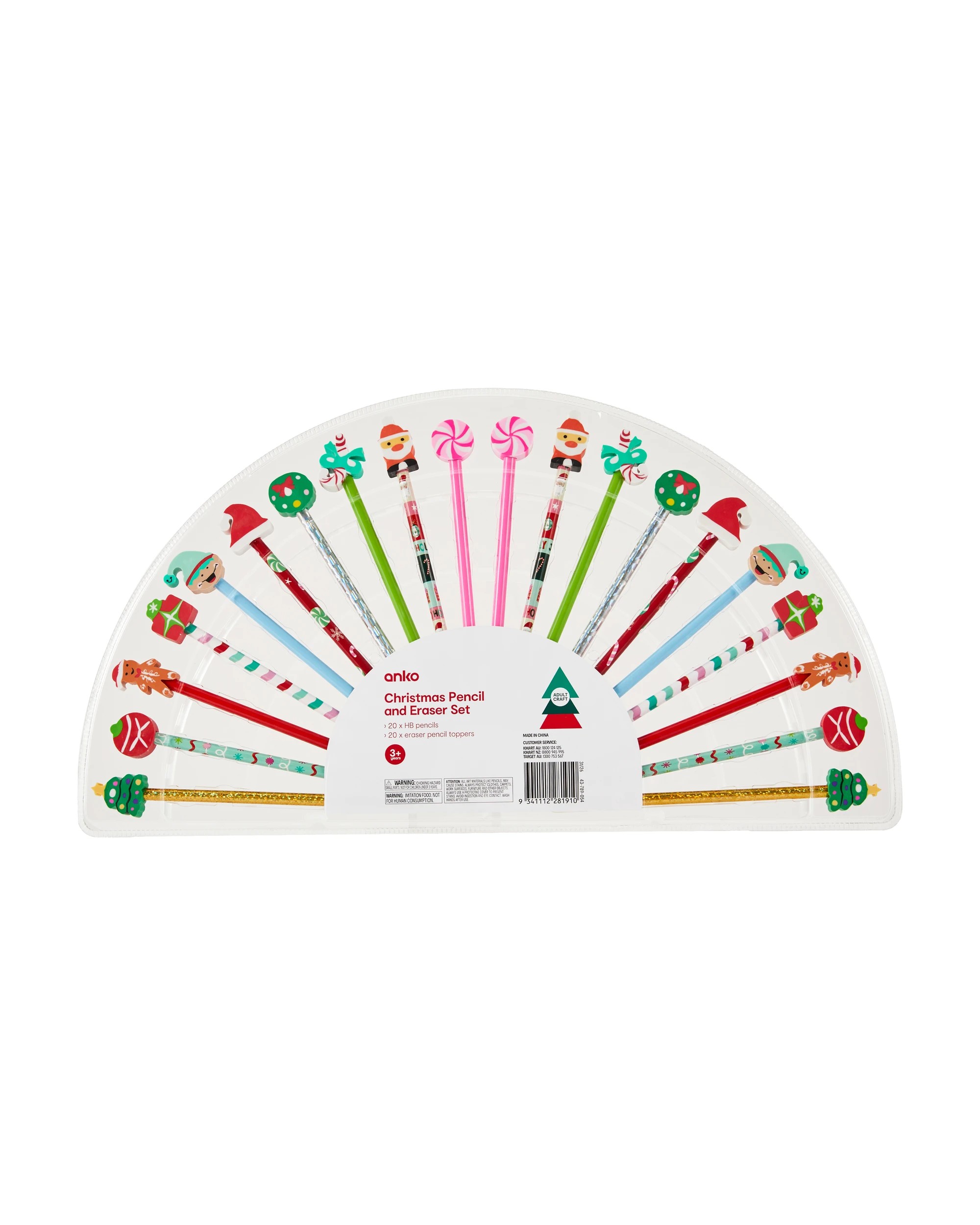 1 Christmas Pencil and Eraser Set, 1 of 4