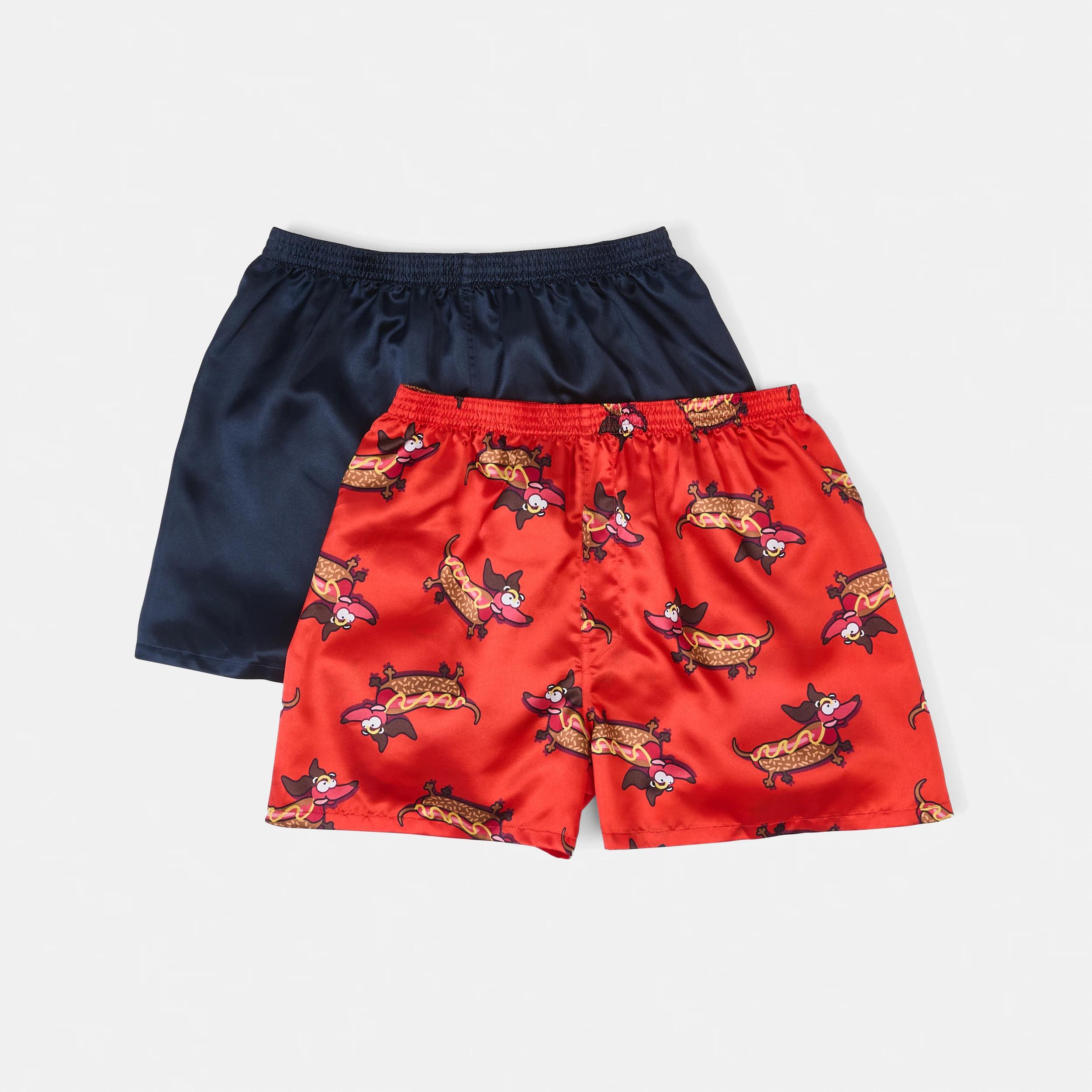 1 2 Pack Satin Boxers HOT DOGGIE, 1 of 6