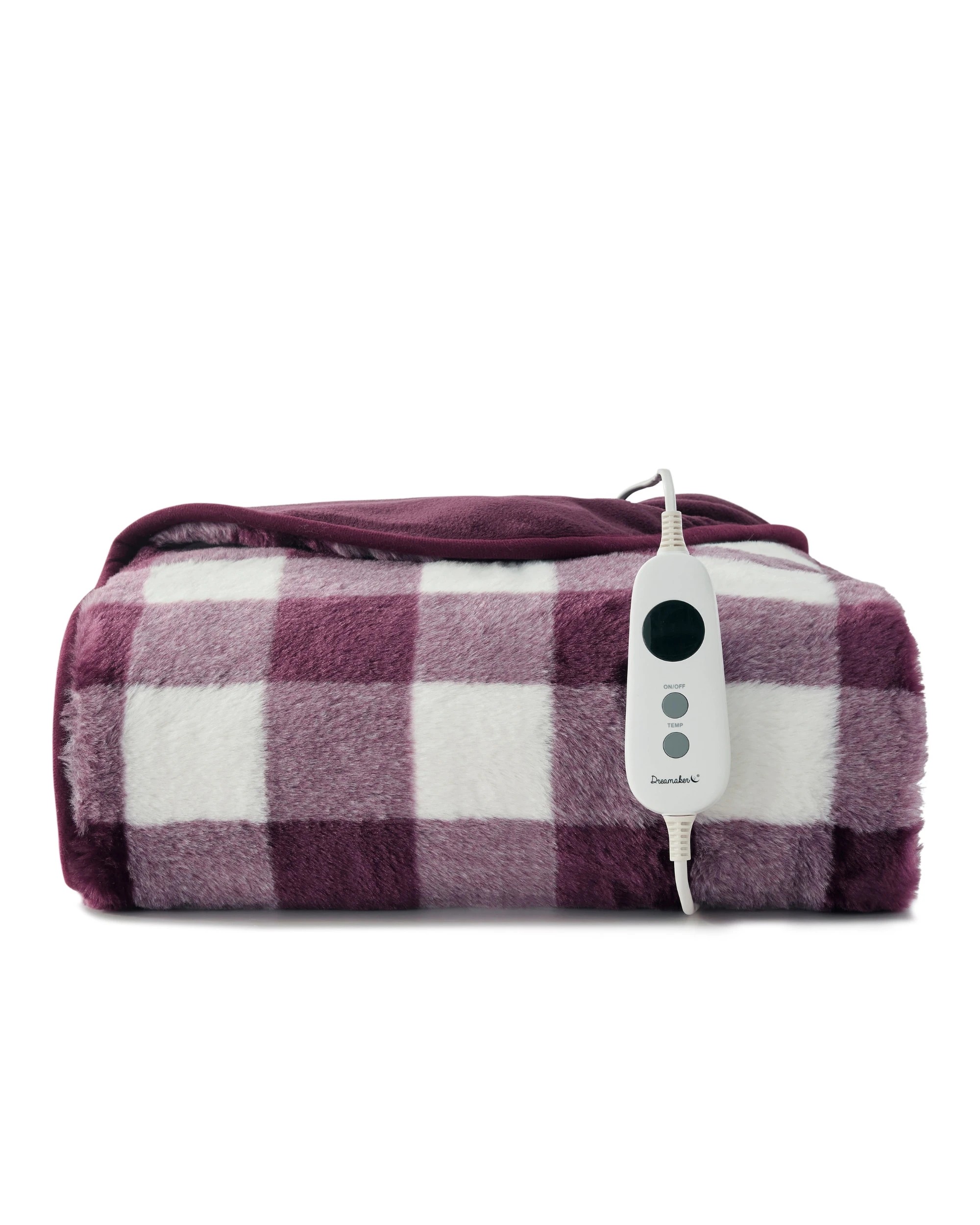 2 Dreamaker Gingham Plush Heated Throw 130x160cm - Cherry, 2 of 9