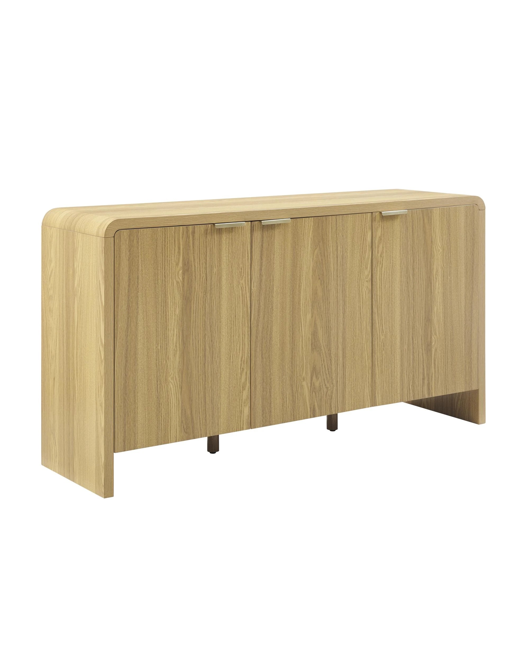 1 Kodu 140cm Curve Buffet Sideboard Cabinet 3 Doors Oak Look - Natural, 1 of 10