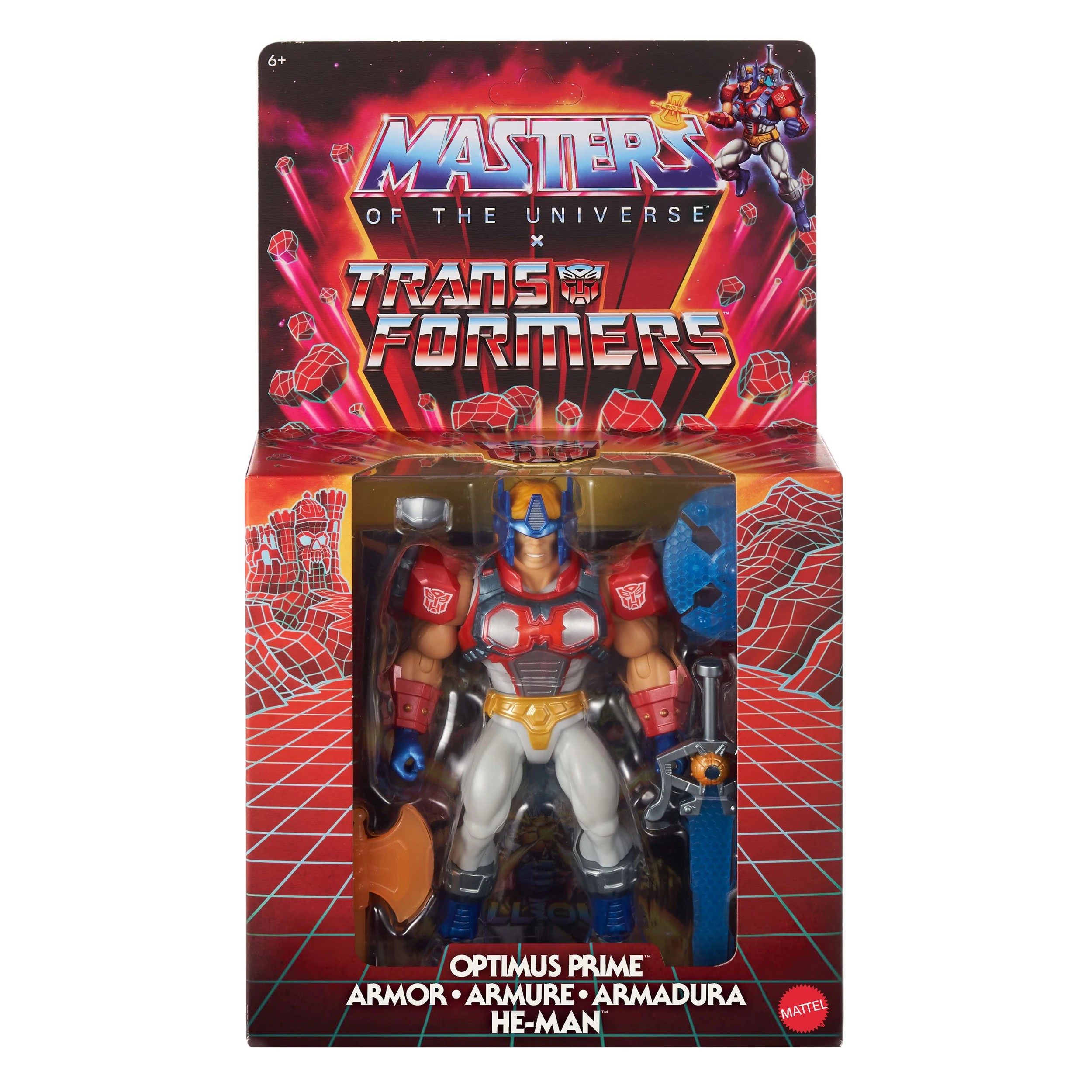 1 Masters of the Universe Origins and Transformers Optimus Prime Armor He-Man Figure, 1 of 6