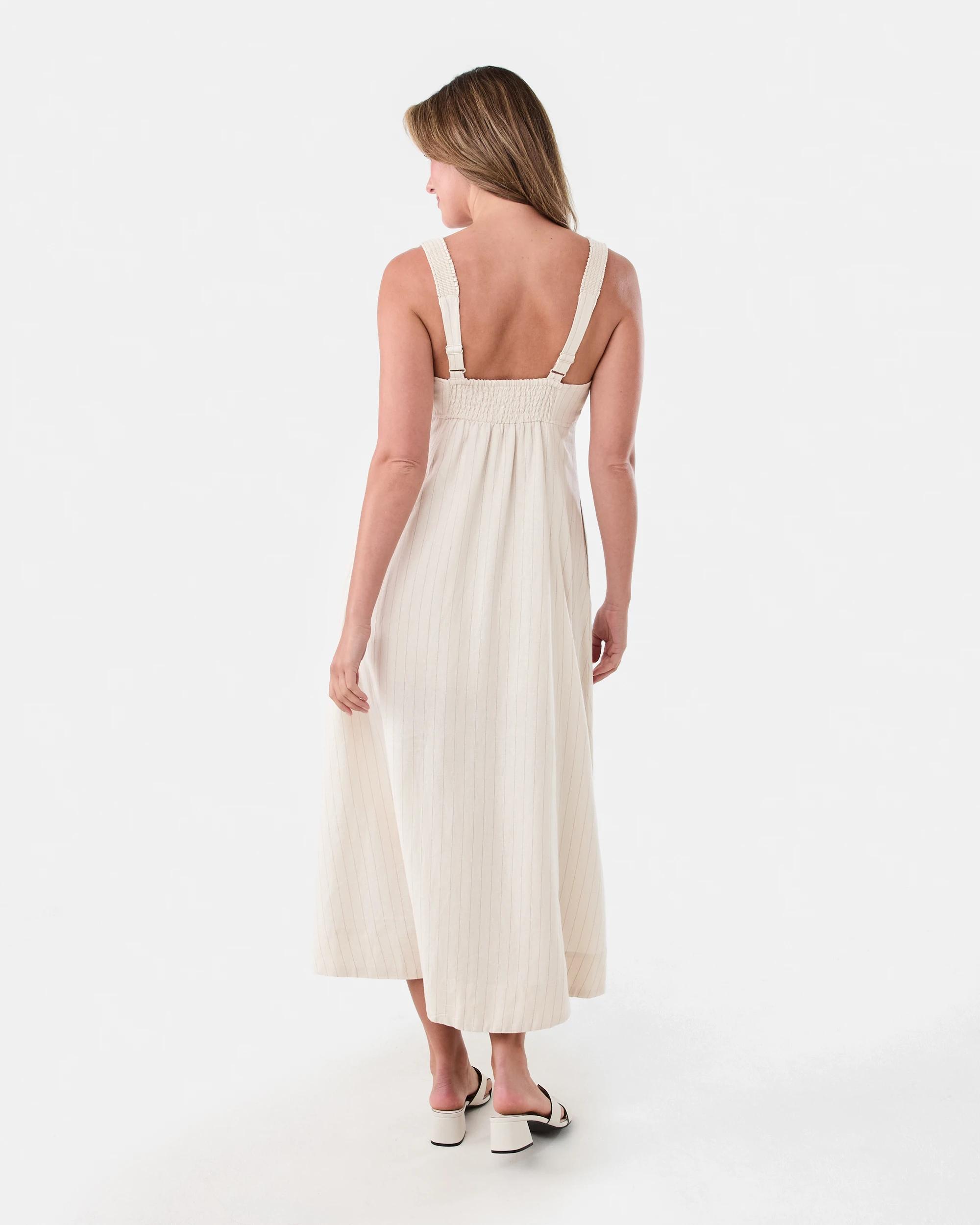 3 Sleeveless Contrast Linen Blend Maxi Dress St Nat B, 3 of 7