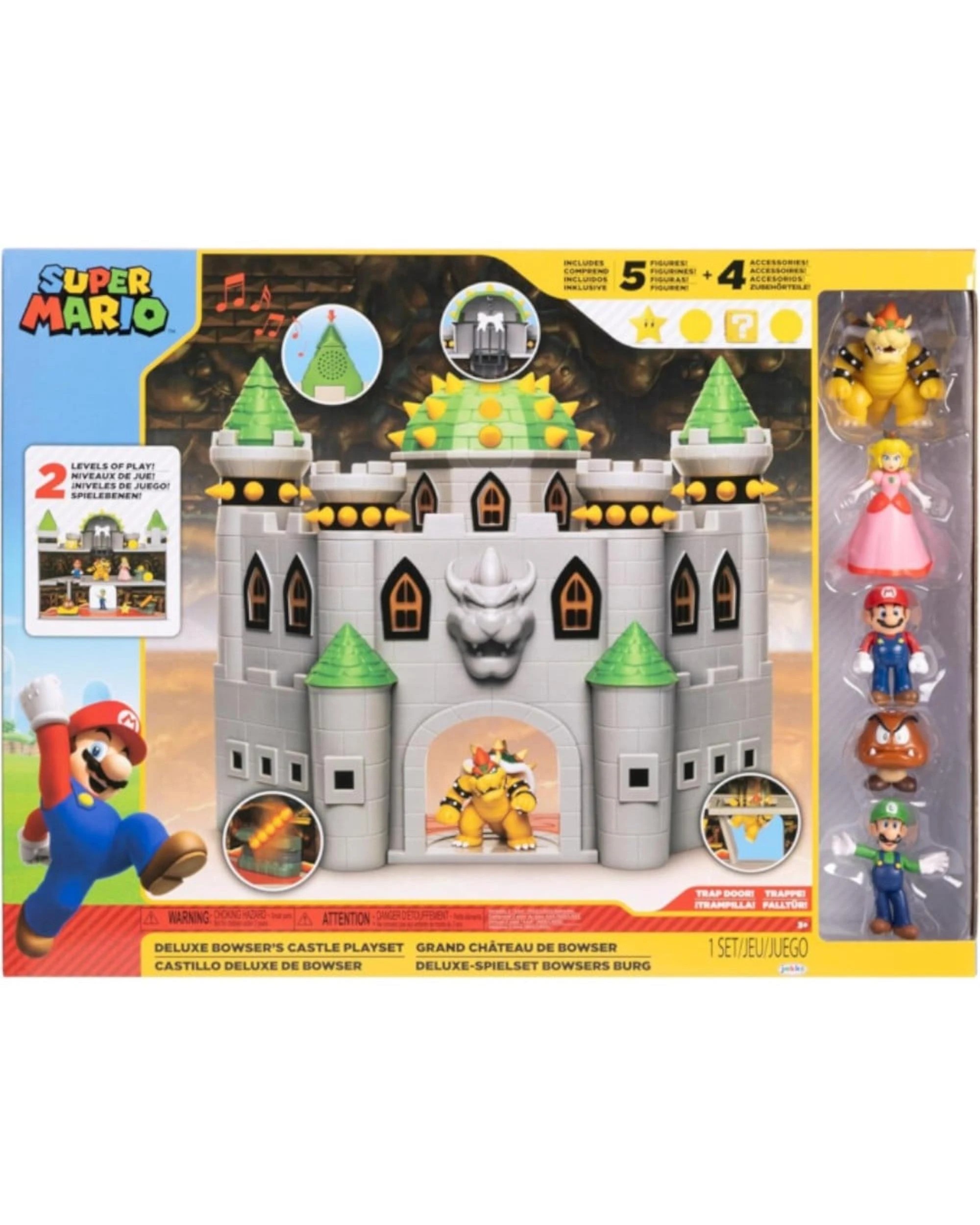1 World of Nintendo 2.5 Inch Deluxe Bowsers Castle Playset with 5 Figures, 1 of 6