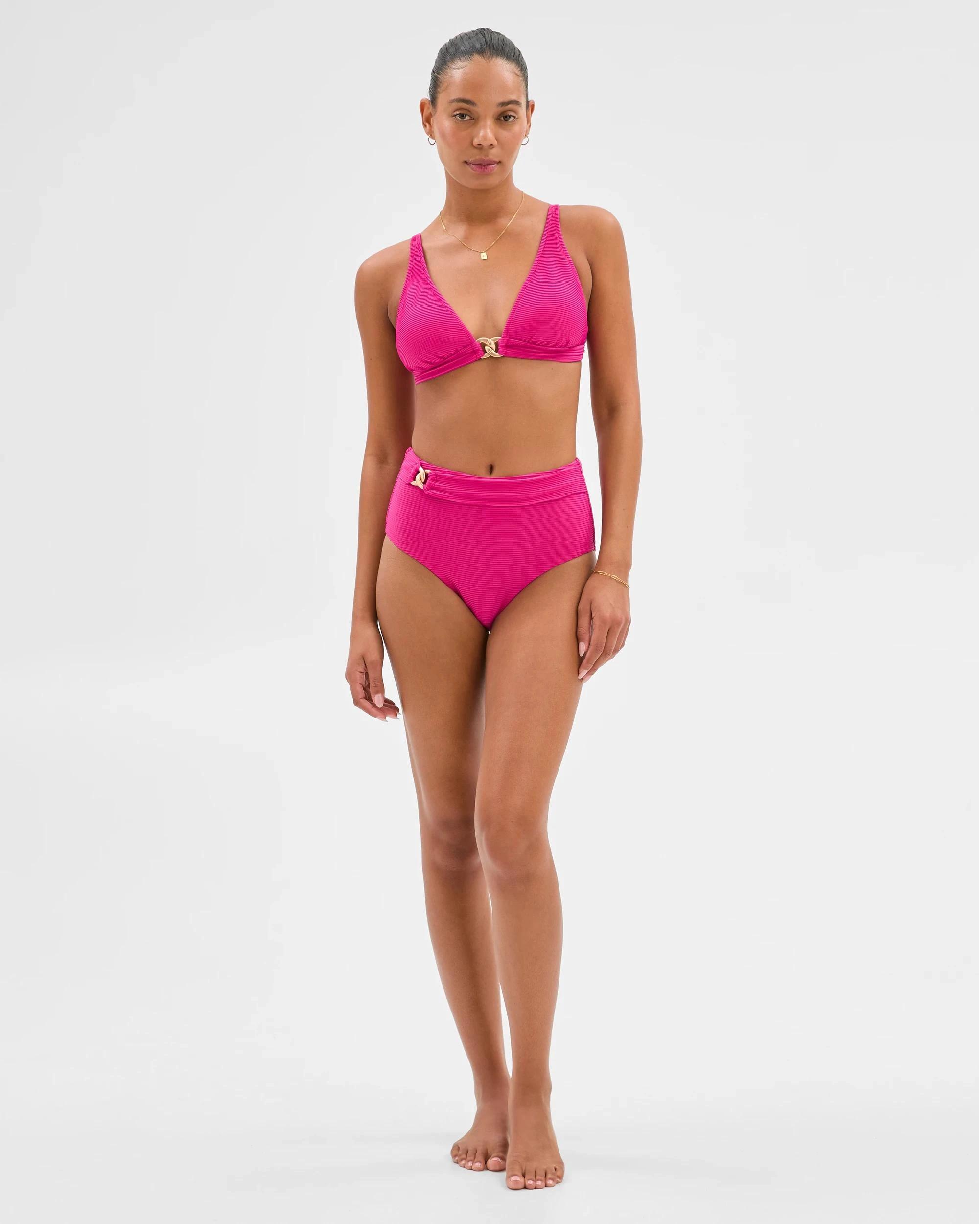 1 Target Resort Textured High Waisted Chain Link Bikini Bottoms FUCHSIA, 1 of 5