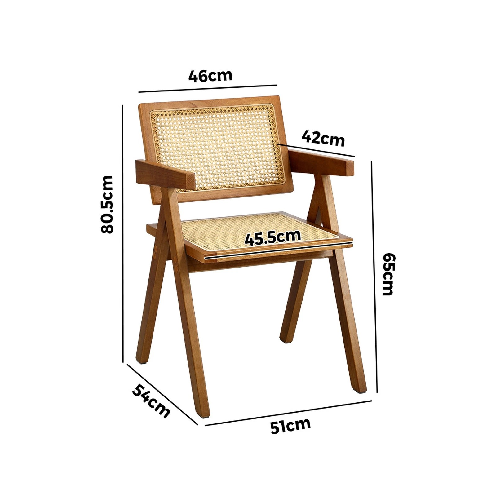 9 Oikiture 2x Dining Chairs Rattan Chair Wooden Accent Chair Walnut
 - Brown, 9 of 10