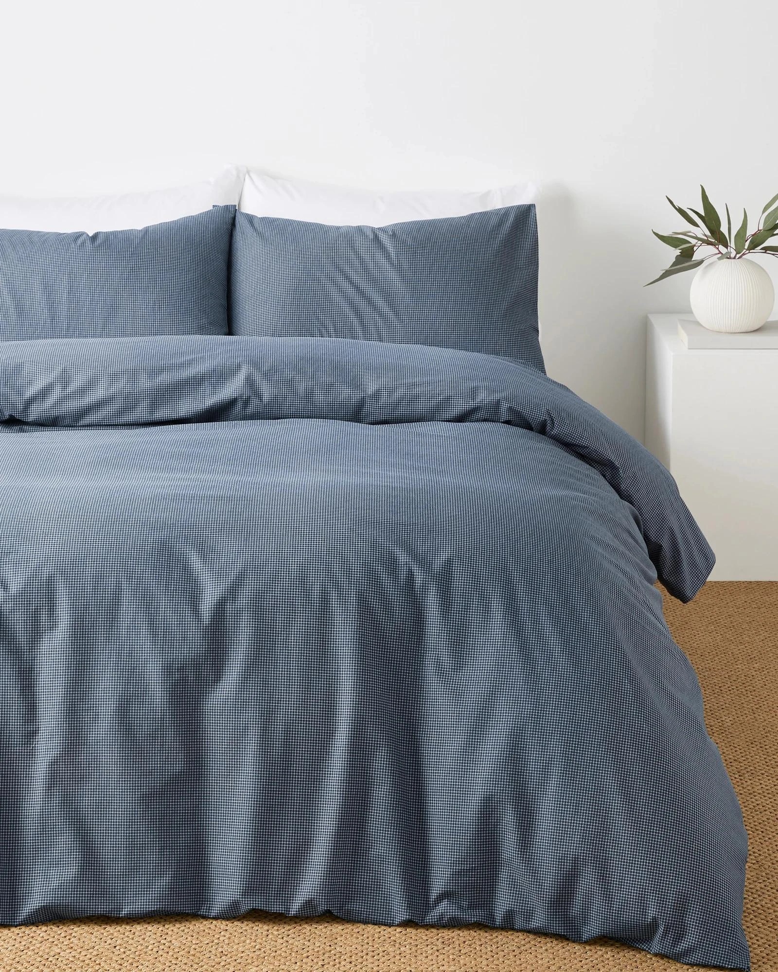 1 Target Harlow Mini Grid Cotton Quilt Cover Set - King Bed - Blue, 1 of 3