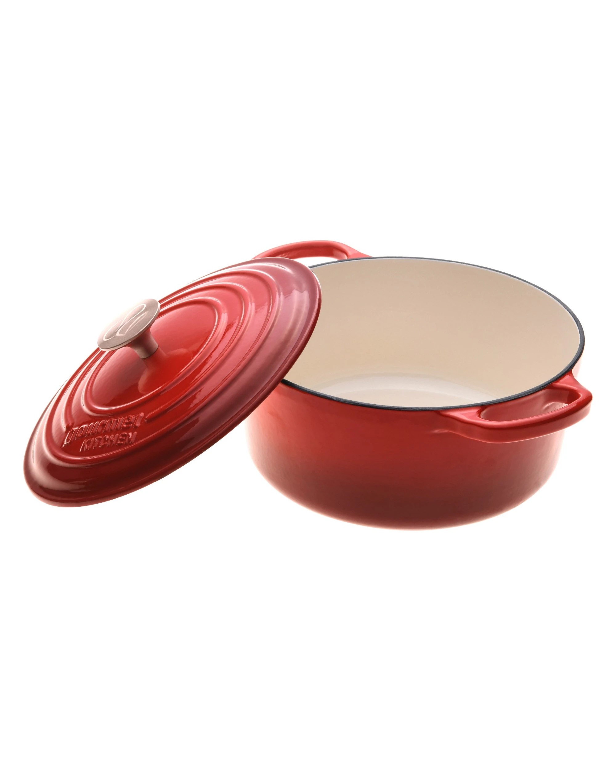 3 Gourmet Kitchen Enamelled Cast Iron Casserole 24cm - Black Cherry Red, 3 of 8