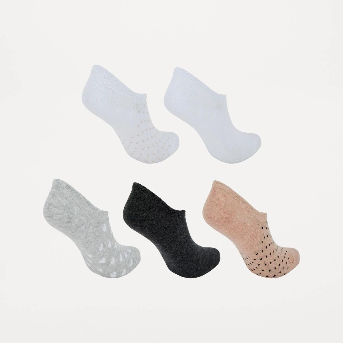 2 5 Pack Jacquard Sneaker Socks HEART SPOT MULTI PACK ROSE SMOKE, 2 of 3