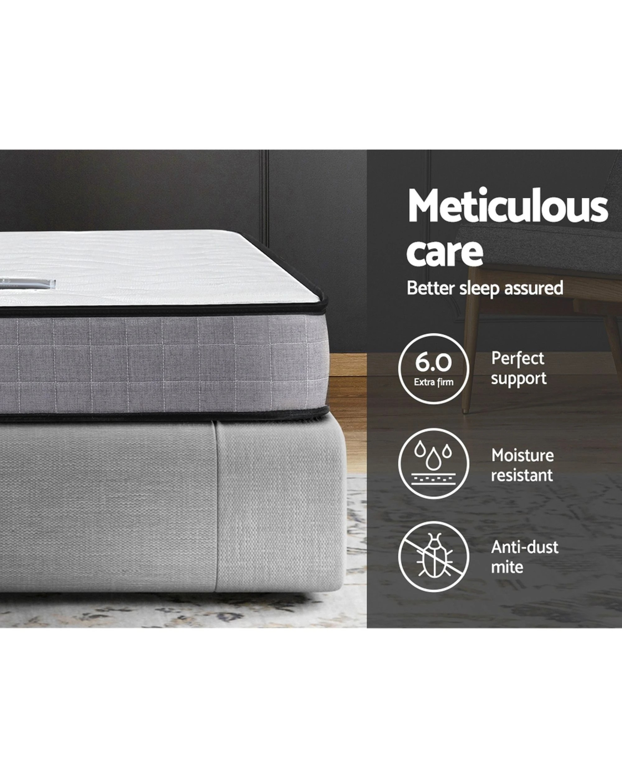 3 Giselle Bedding 13cm Mattress Tight Top Queen - Queen Bed - White, 3 of 7