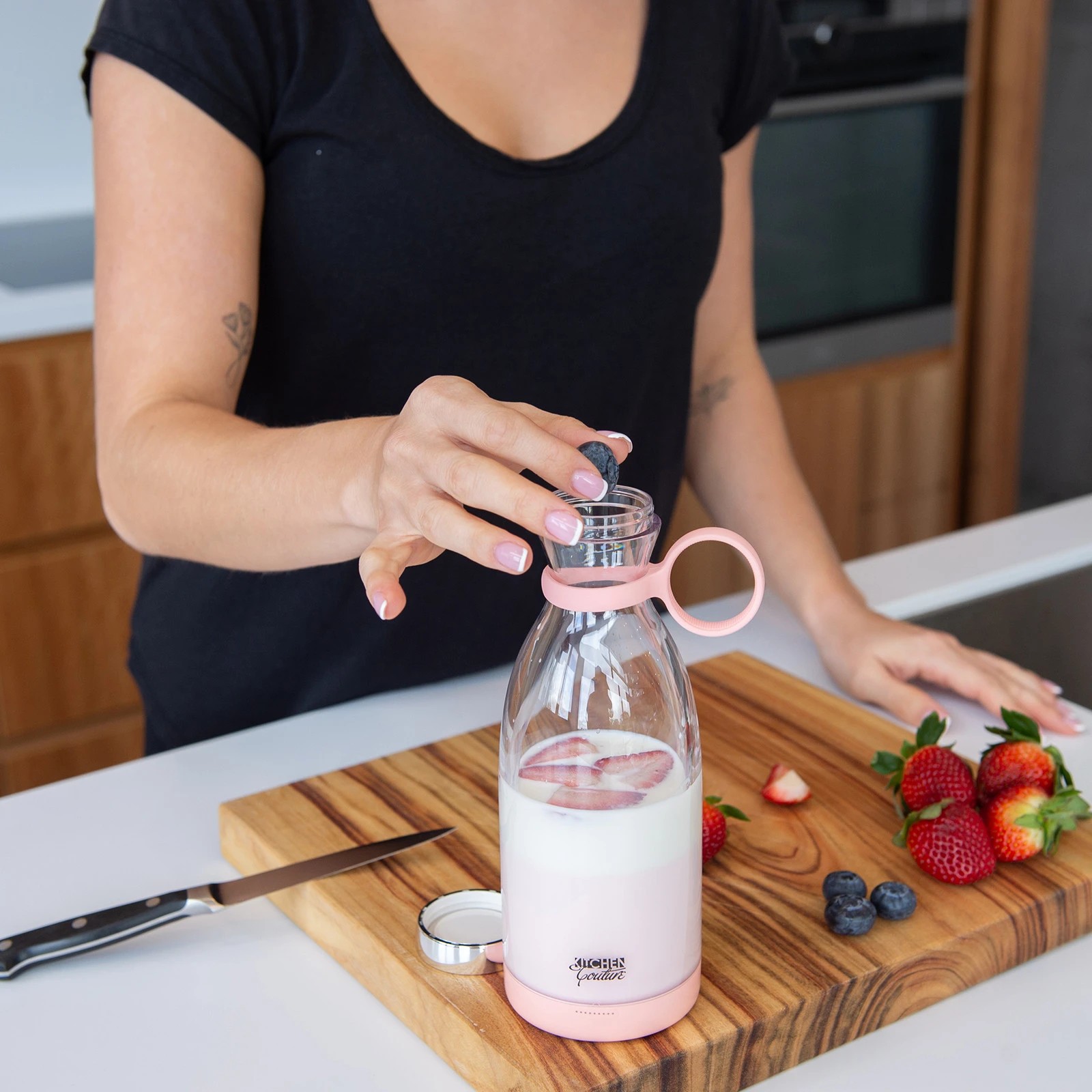 3 Kitchen Couture Fusion Portable Blender Electric Hand Held Mixer Shaker Maker - Pink - Pink, 3 of 4