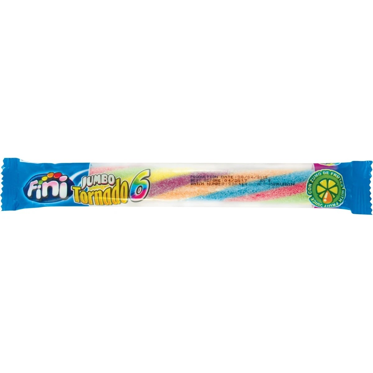1 6 Piece Fini Jumbo Tornado Rainbow Candy Bar 50g