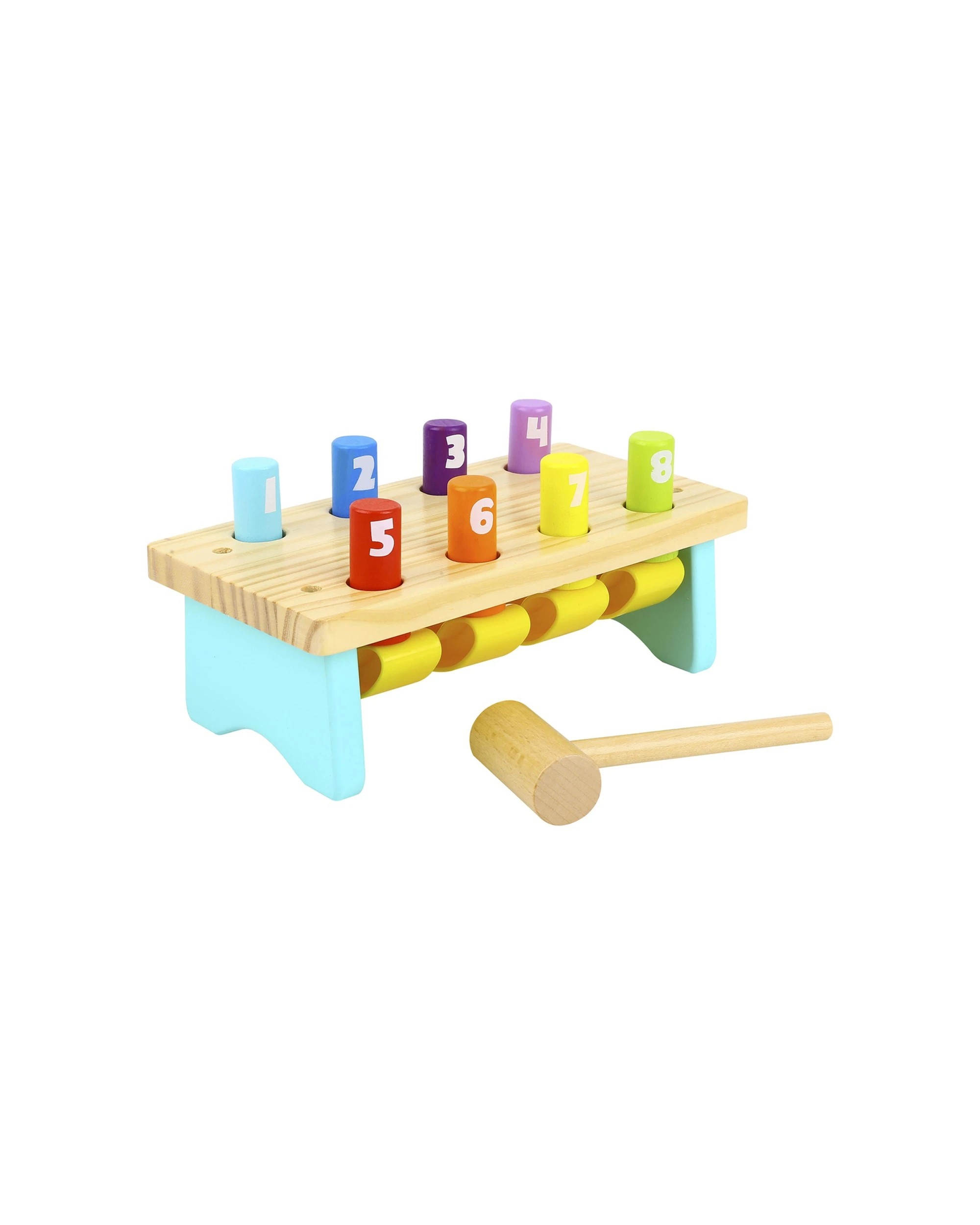 2 Tooky Toy Wooden Knock Bench 8 Pins Baby Toddler Pound Tap Toy - Multi, 2 of 3