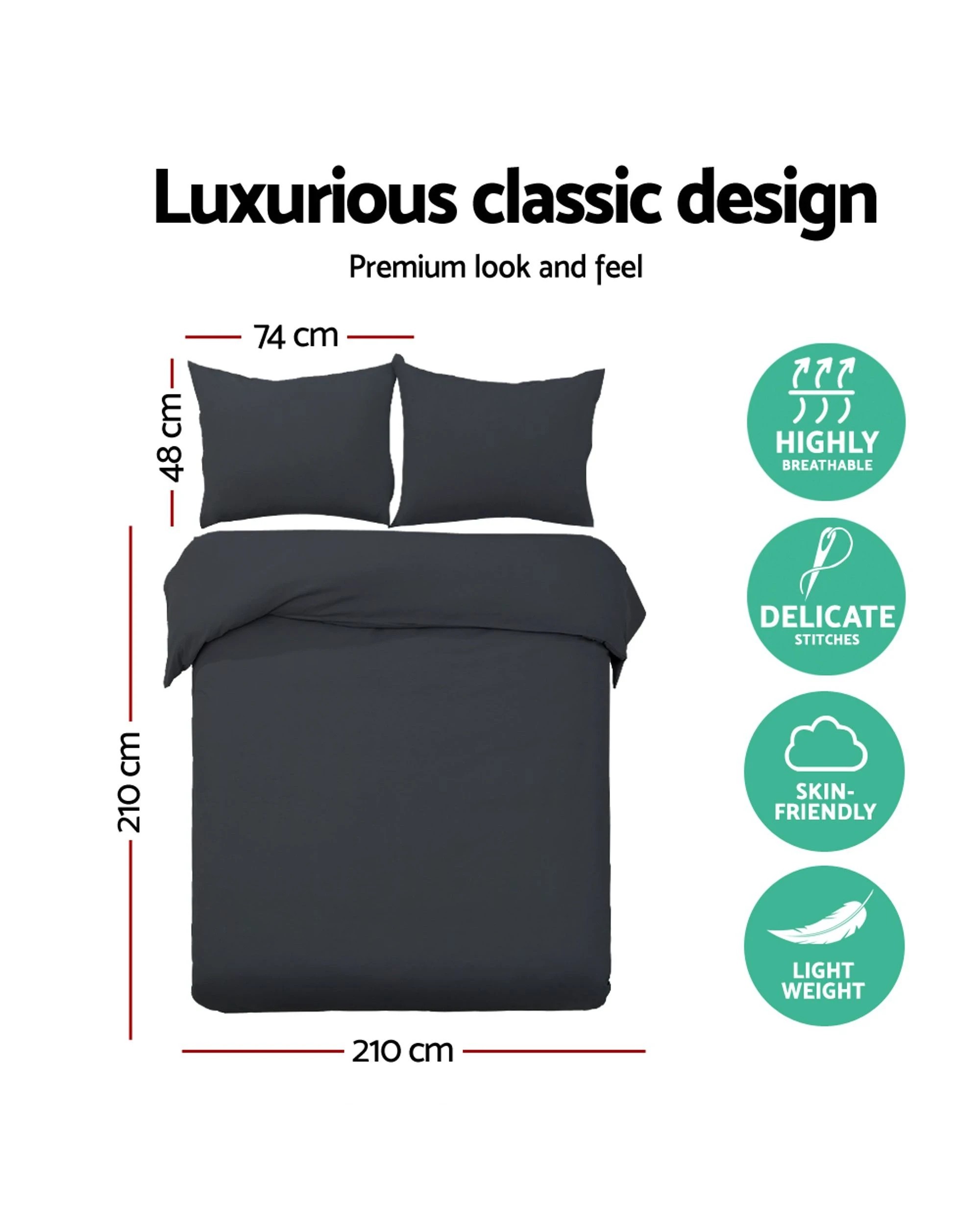 2 Giselle Bedding Quilt Cover Set Classic  Queen - Queen Bed - Black, 2 of 8