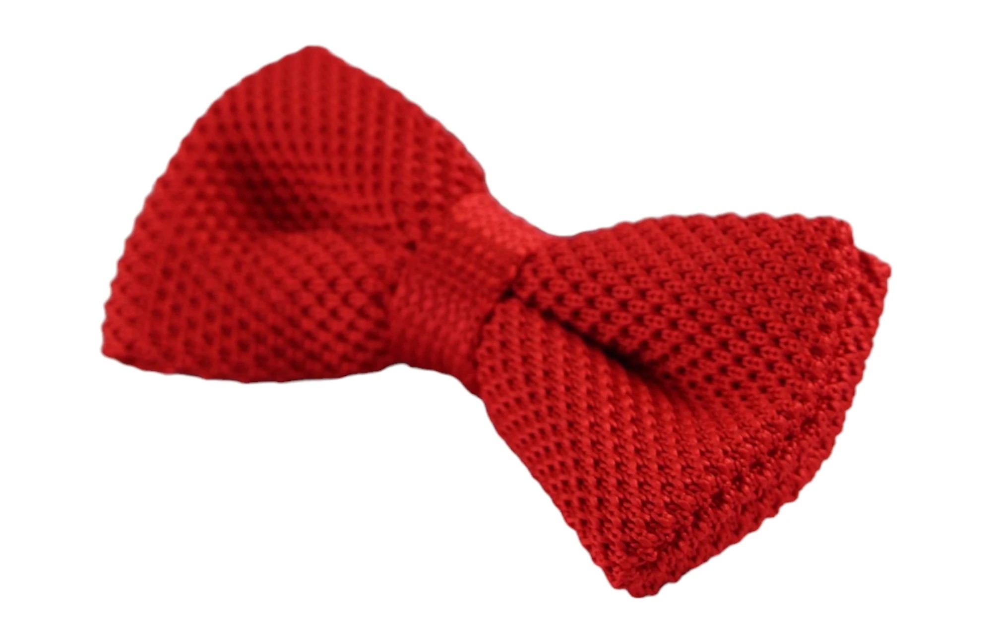 4 Zasel Mens Red Cross-Hatched Knitted Bow Tie - Red, 4 of 4