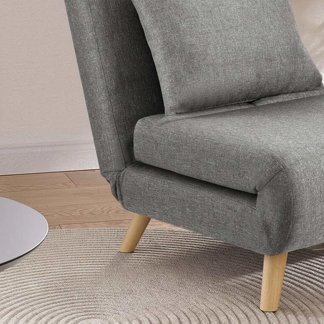 4 Artiss Sofa Bed Convertible Couch Recliner Lounge Chair Linen - Grey, 4 of 6