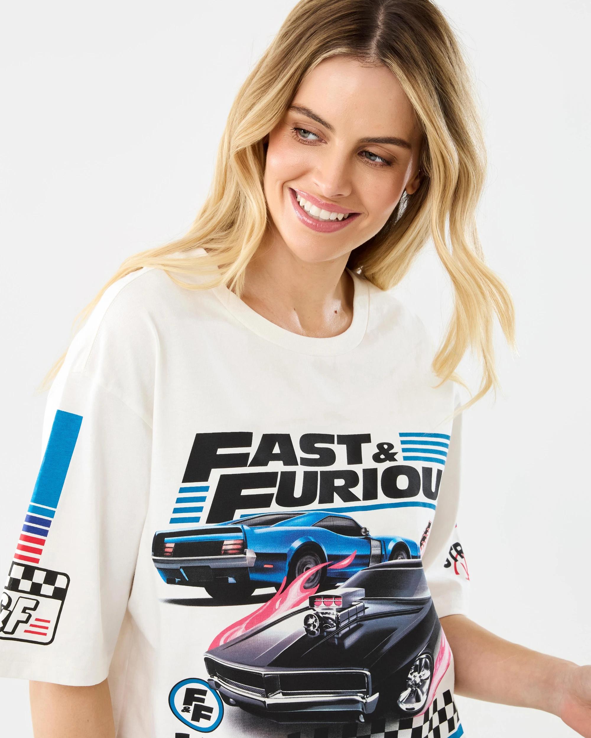 4 Fast & Furious License Short Sleeve Oversized Chopped T-shirt Ffwomens, 4 of 8