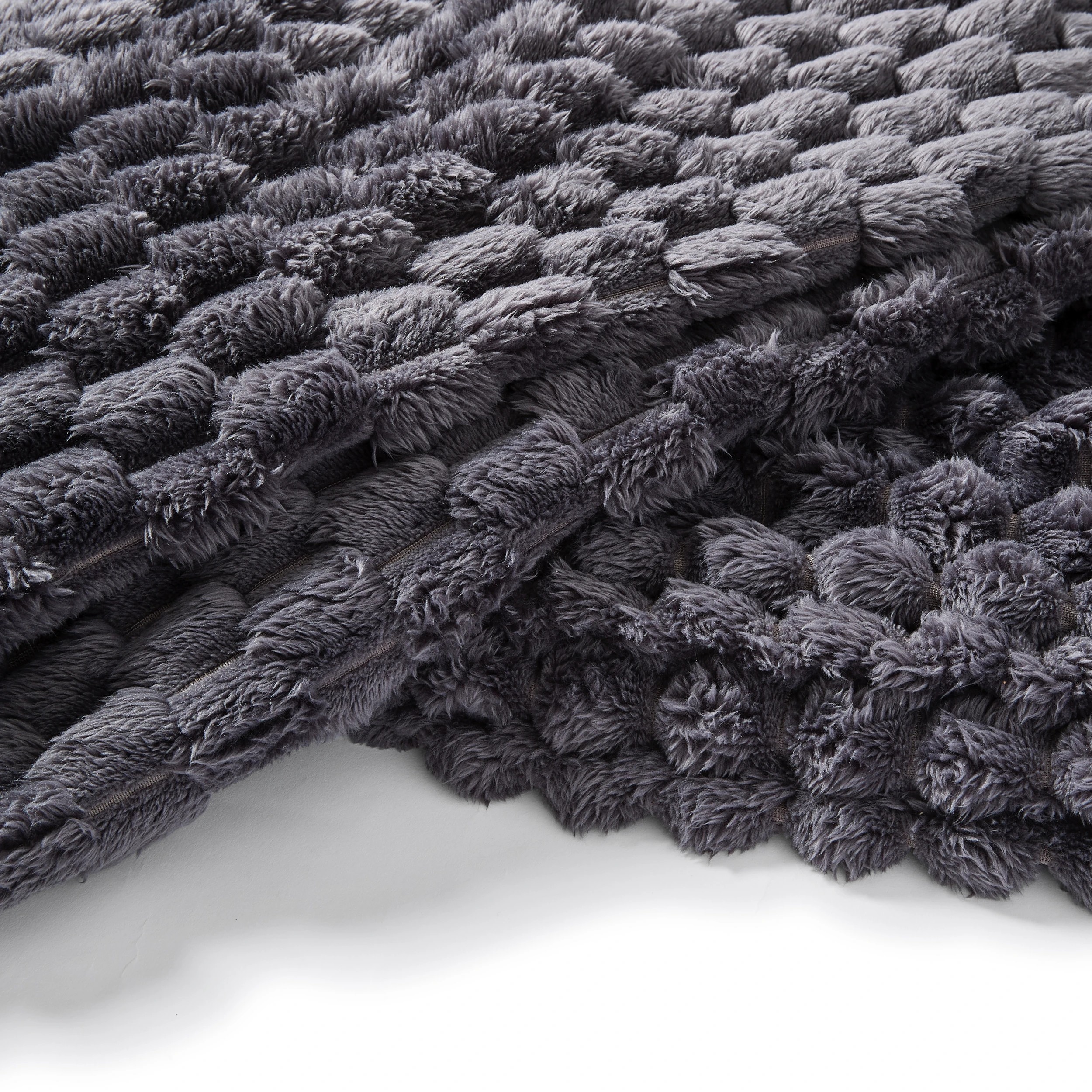 6 Plush Jacquard Blanket - Queen/King Bed, Charcoal, 6 of 6