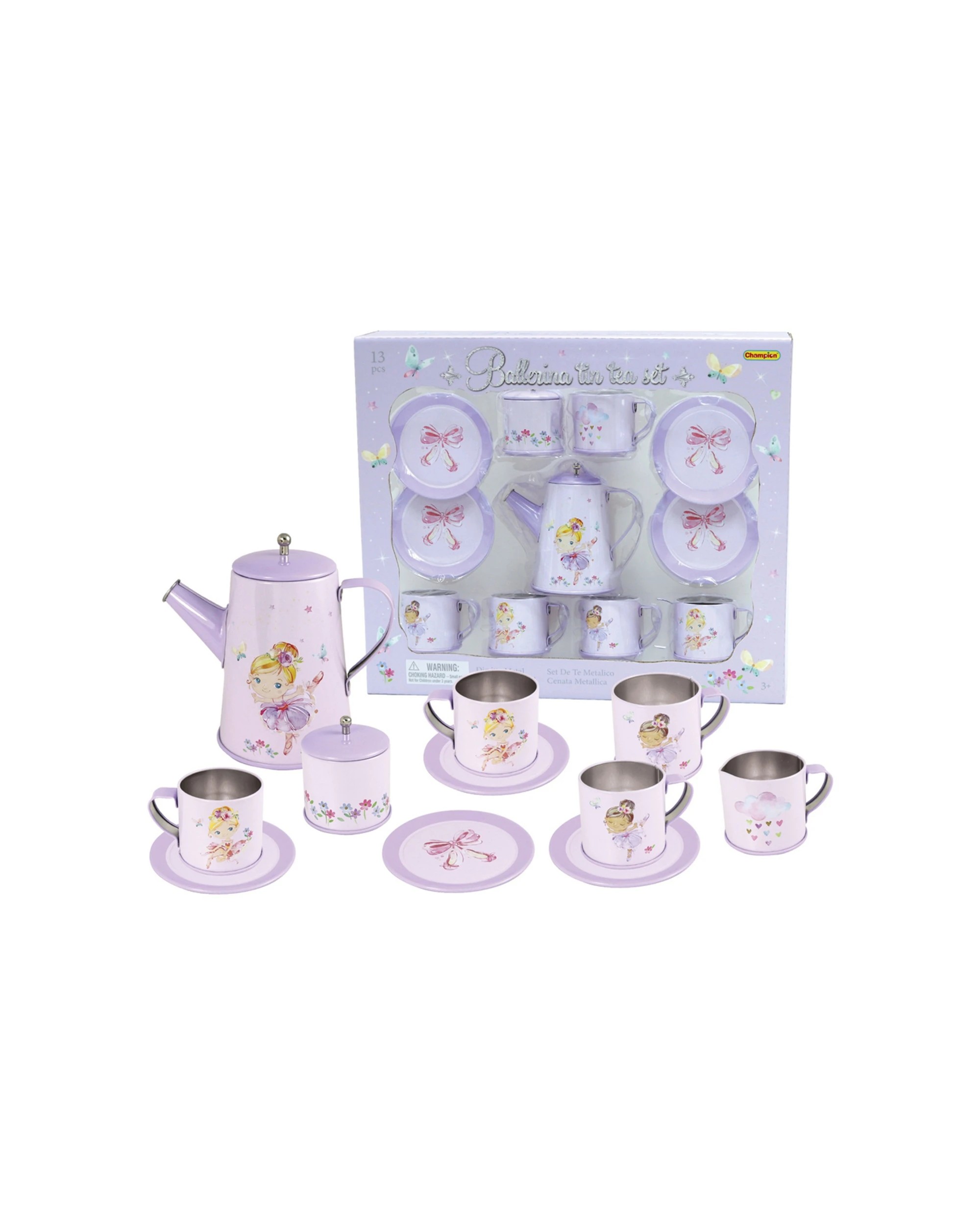 1 Kaper Kidz 13pc Ballerina Tin Tea Mug Set Kids Pretend Play Toy - Multi, 1 of 5