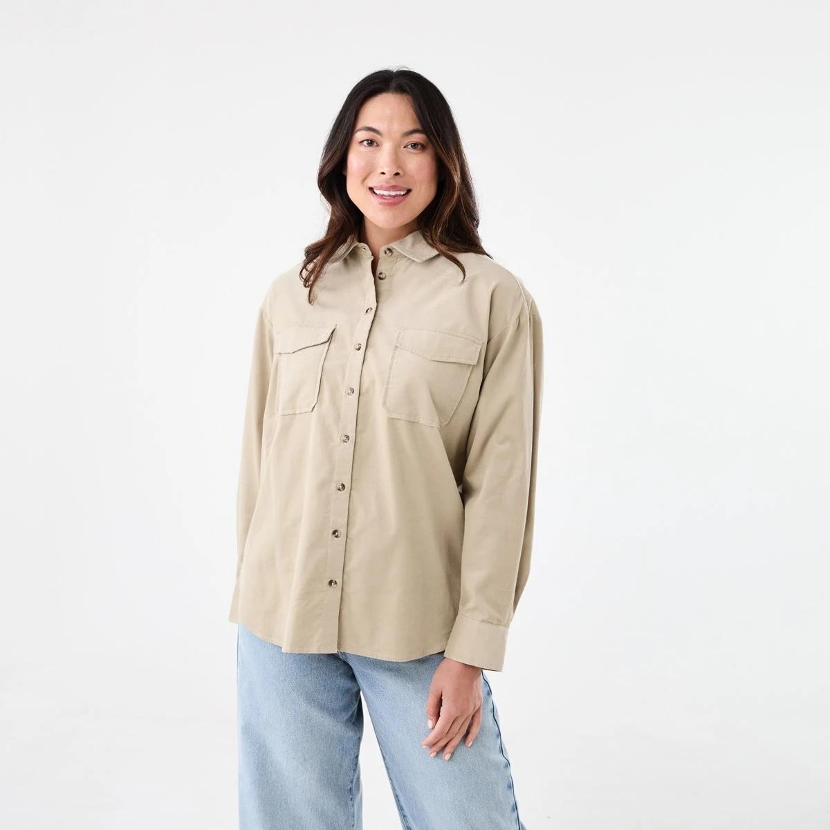 1 Long Sleeve Baby Corduroy Shirt Peanut, 1 of 7
