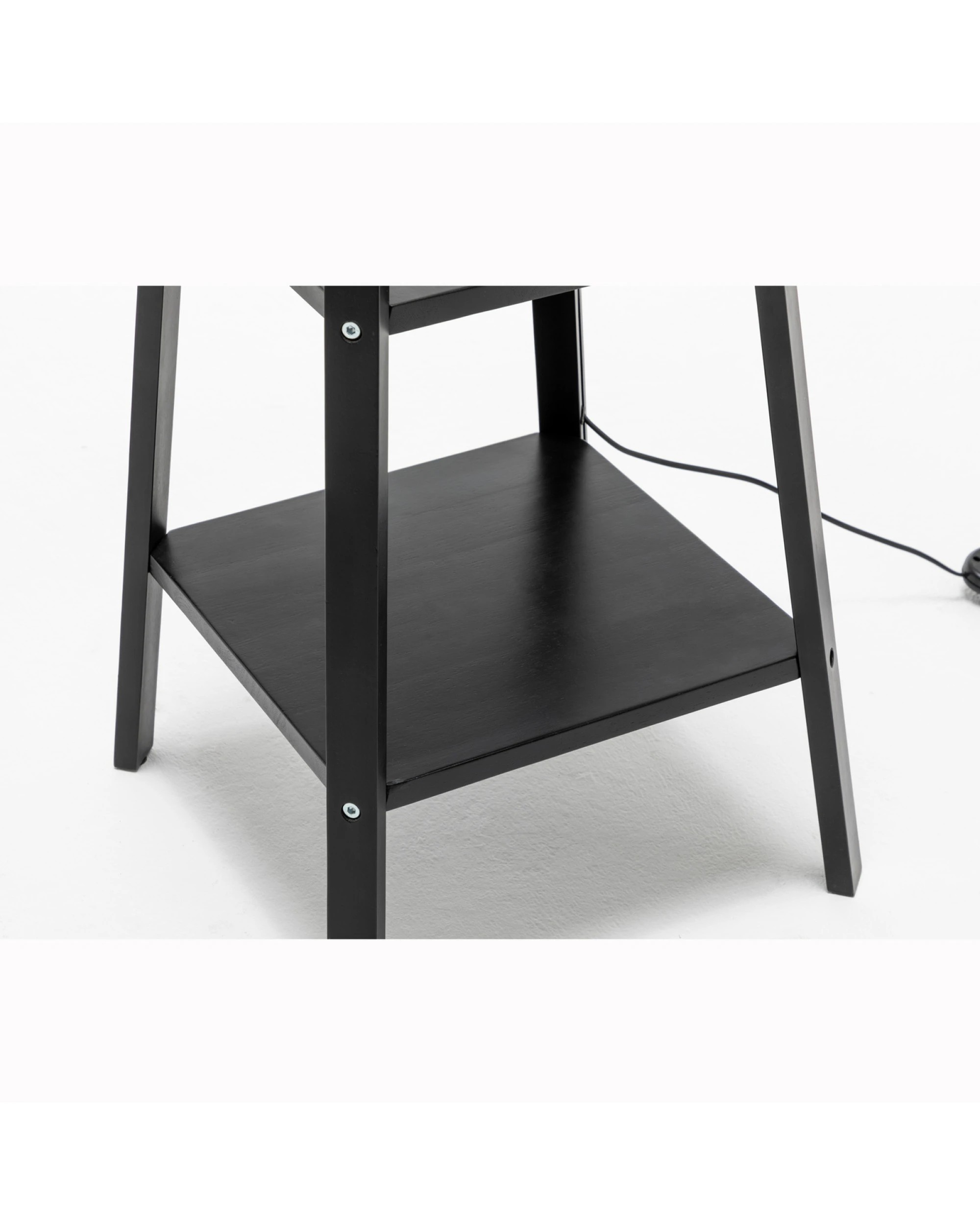 4 BR Home Natural Wood Floor Lamp with Storage Shelves and Off White Linen Shade, 4 of 8