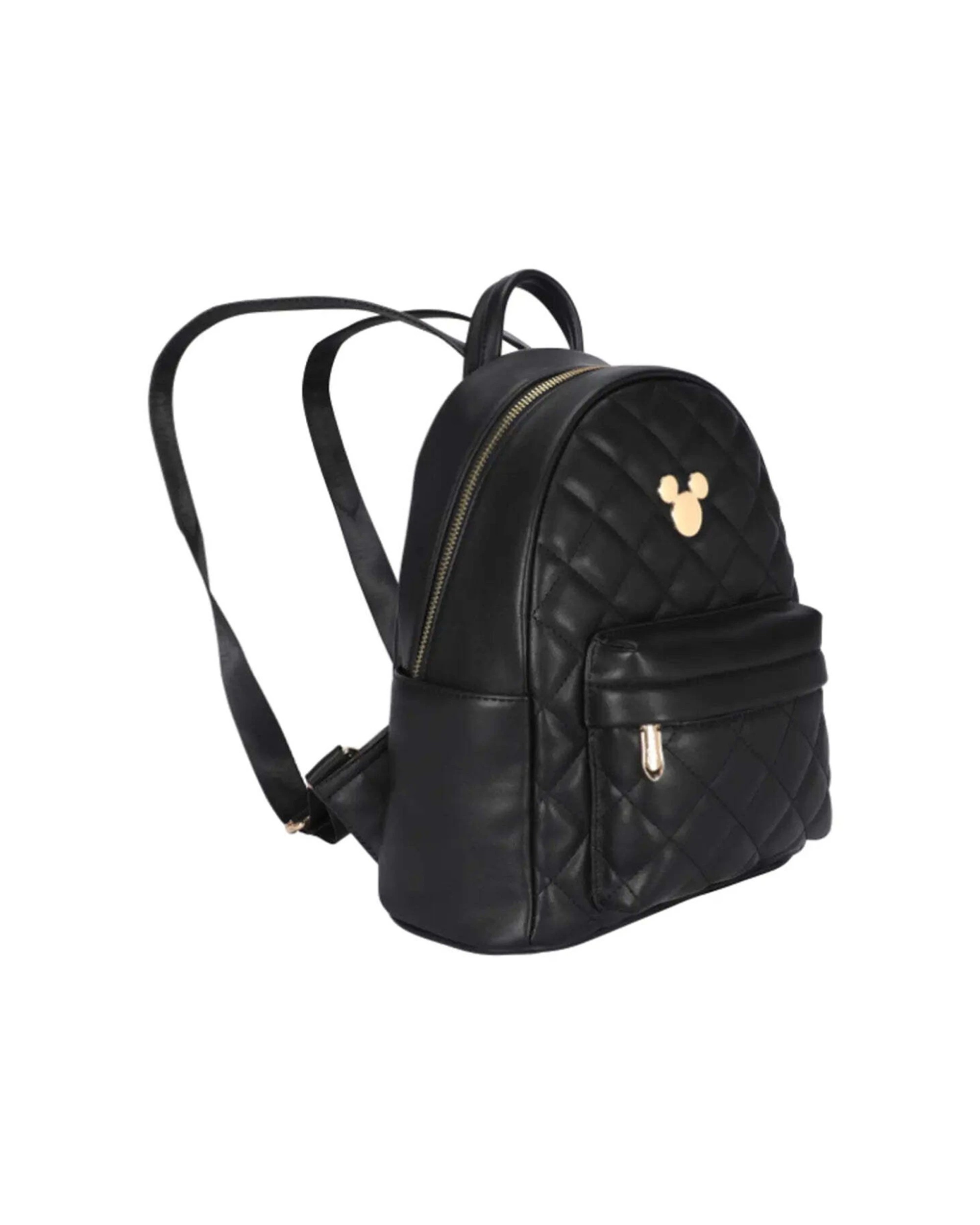 3 Disney Mickey Deluxe Quilted Mini Backpack Adjustable Straps PU Leather Durable Quality Bag - Black, 3 of 6