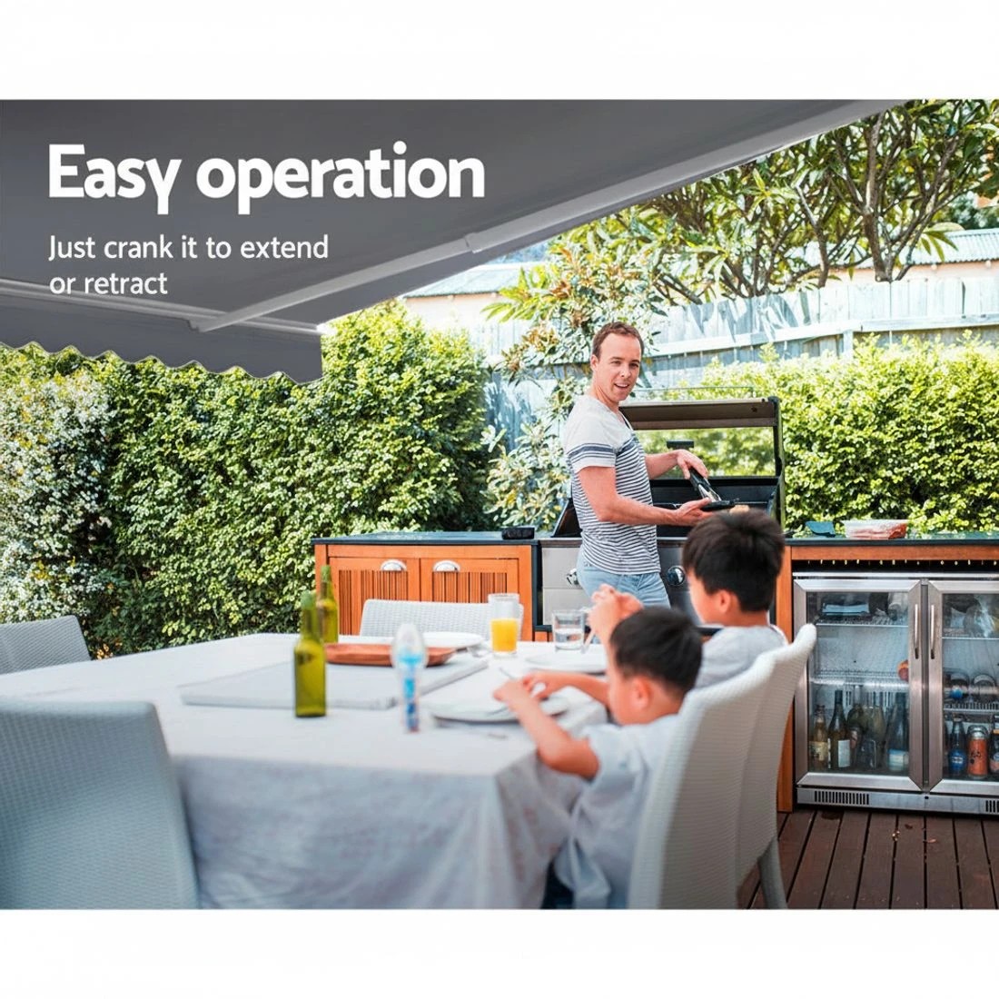 4 Instahut Retractable Folding Arm Awning Manual Sunshade 4Mx3M Pearl - Grey, 4 of 6