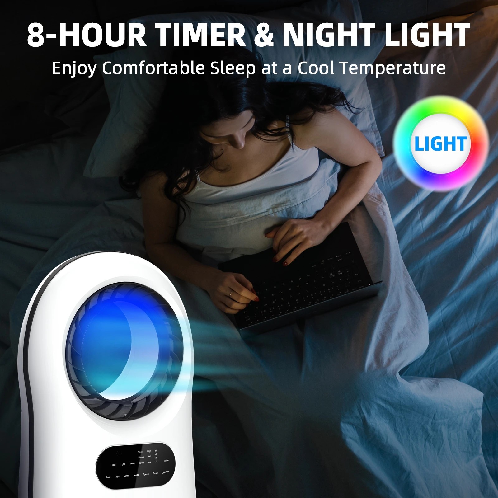 3 Advwin 3 in 1 Evaporative Air Cooler Portable 3.5L Air Conditioner Bladeless Fan with 2 Ice Box, White, 3 of 7