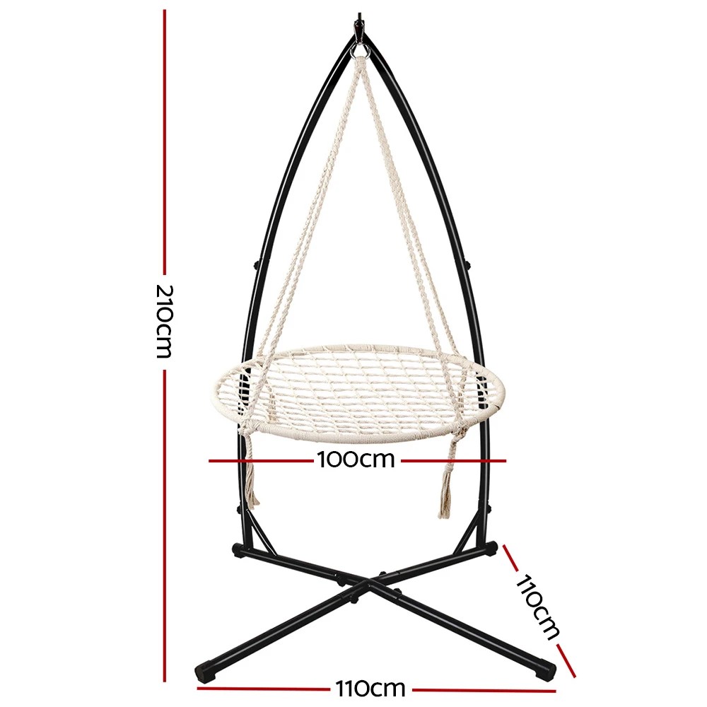 2 Gardeon Hammock Chair Nest Web Outdoor Swing with Steel Stand 100cm - Multi, 2 of 6