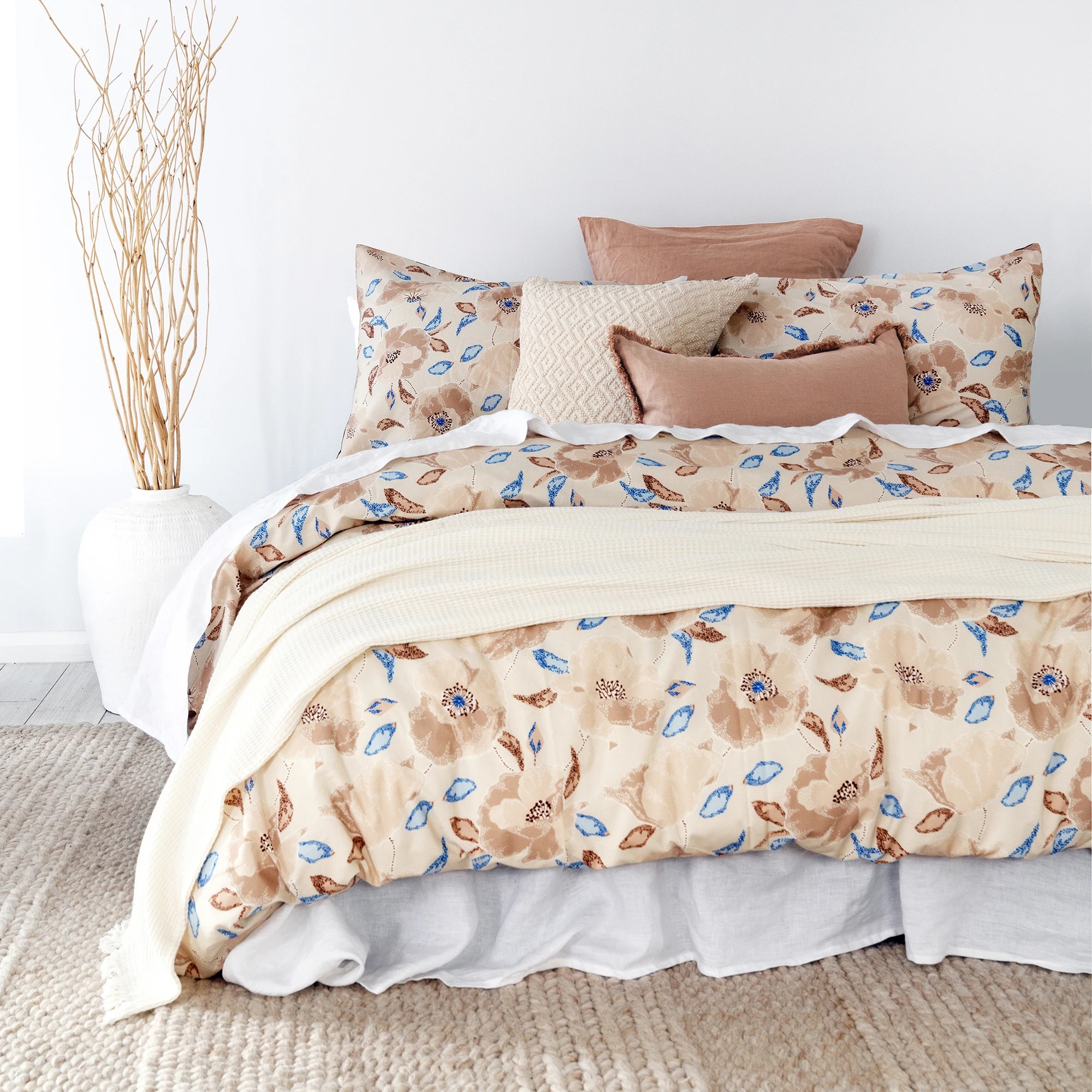 2 Bambury Faith Cotton Floral Reversible Print Quilt Cover Set - King Bed - Brown, 2 of 6