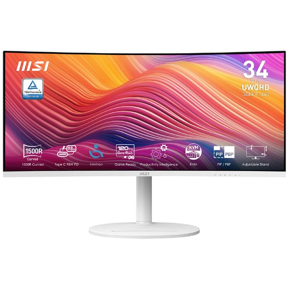 1 MSI Modern 34" UWQHD 120Hz USB-C 98W PD Monitor MD342CQPW, 1 of 8
