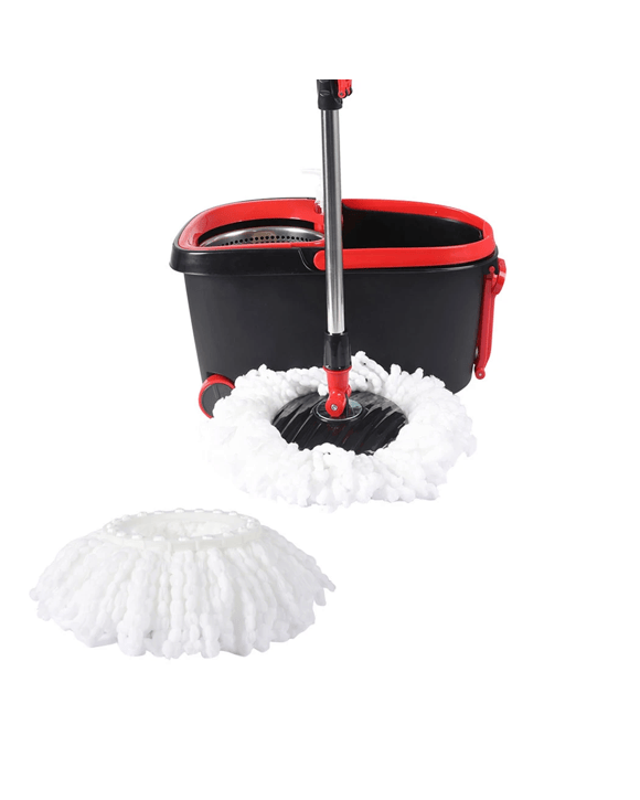 Cleanflo 360 Degree Spinning Mop and Bucket Set with 2 Free Mop Heads - Black