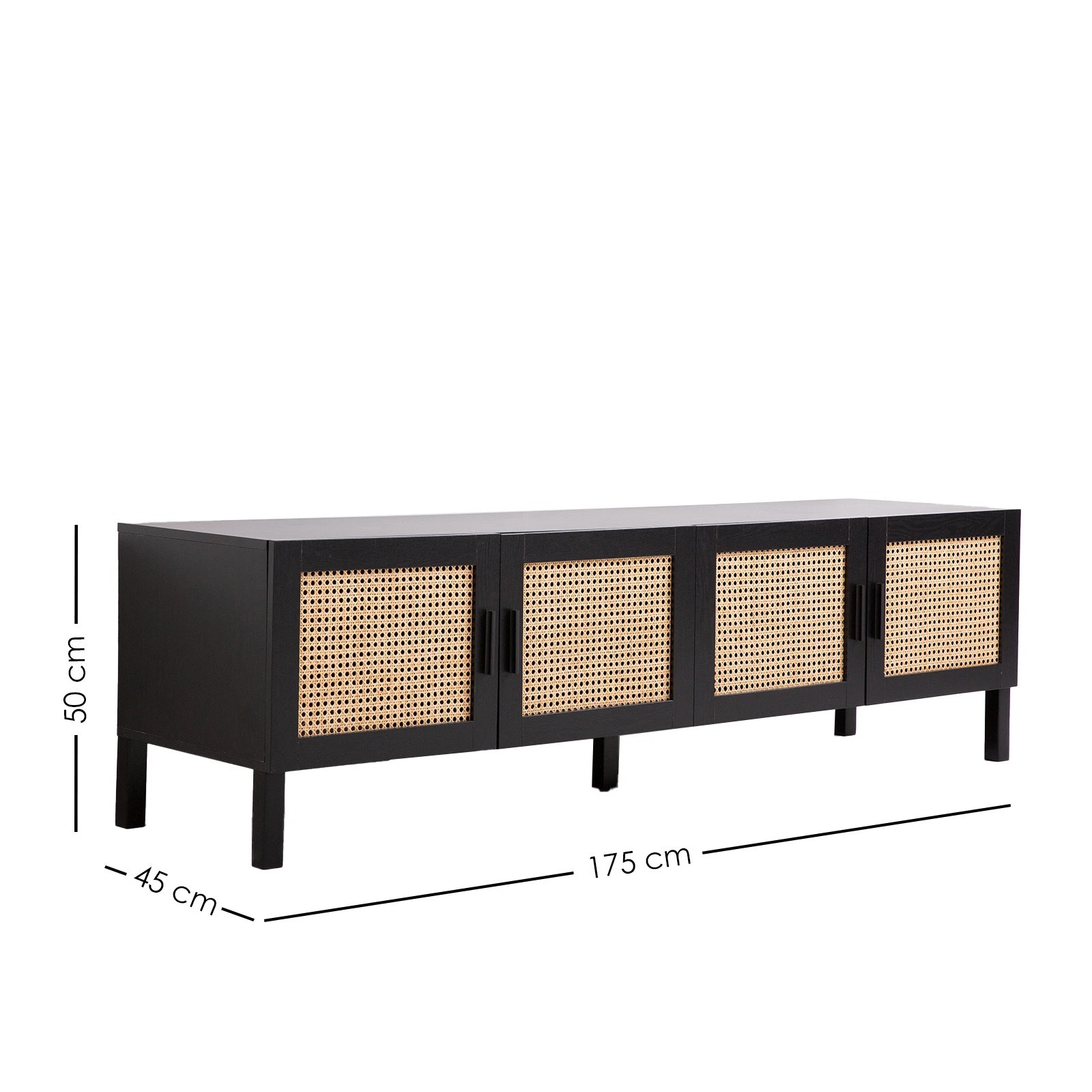 9 Casa Decor Tulum Rattan Entertainment Unit TV Stand Cabinet Storage Black - Black, 9 of 9
