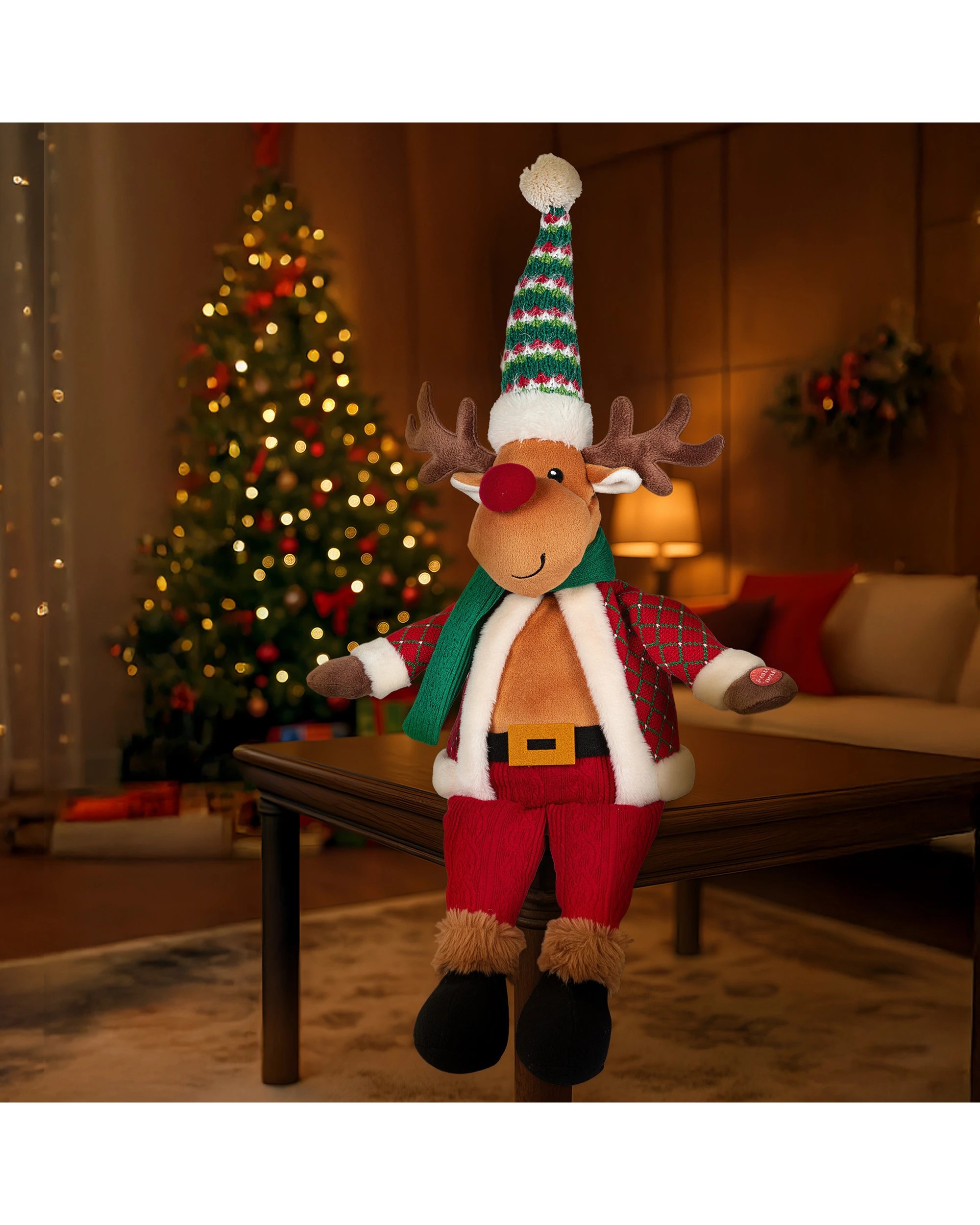 5 Christabelle 56cm Christmas Moose Animated Musical Decoration Ornament For Table Top Or Mantel Display With Music, 5 of 5