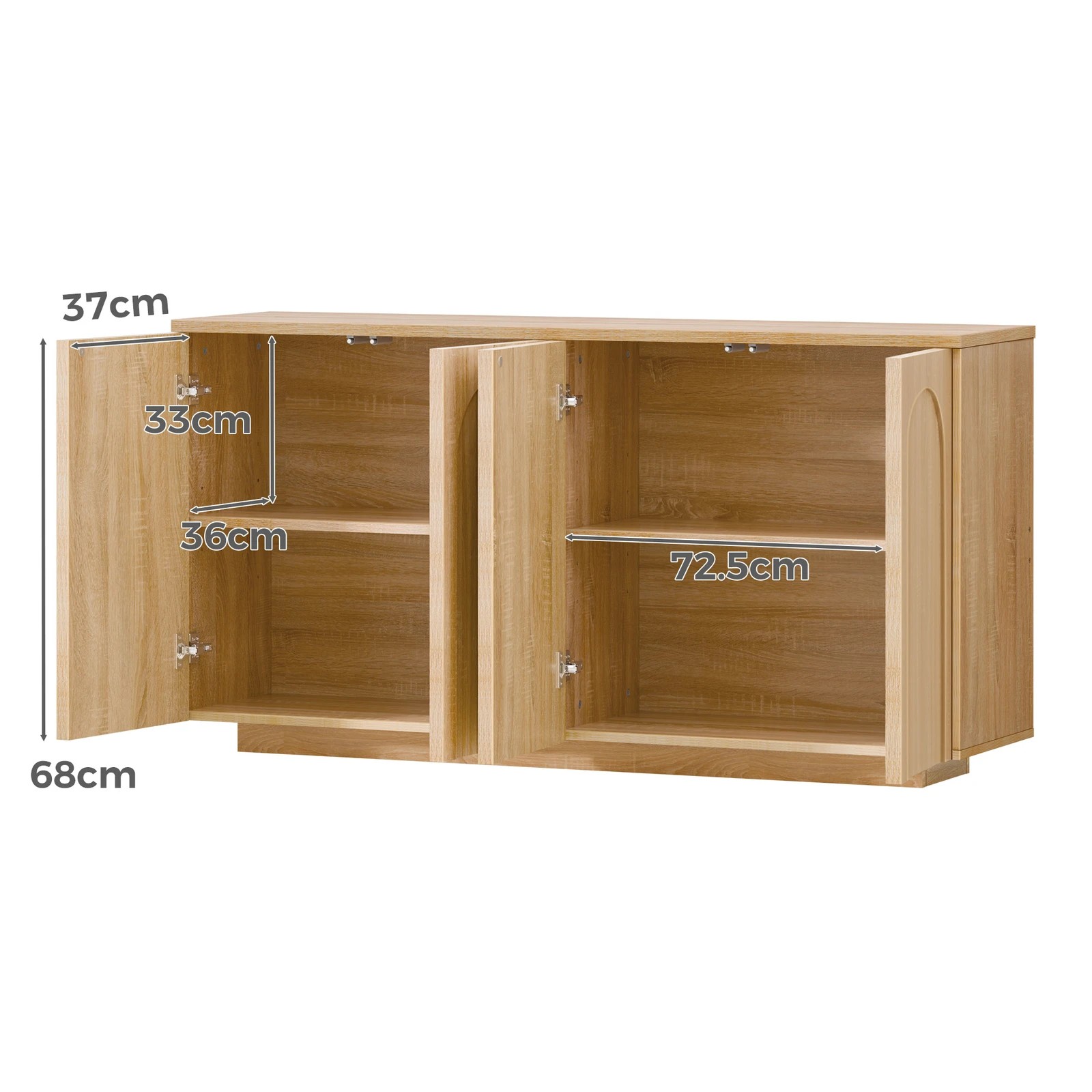 10 Alfordson Buffet Sideboard Storage Cabinet Cupboard Pantry Kitchen - Oak, 10 of 10