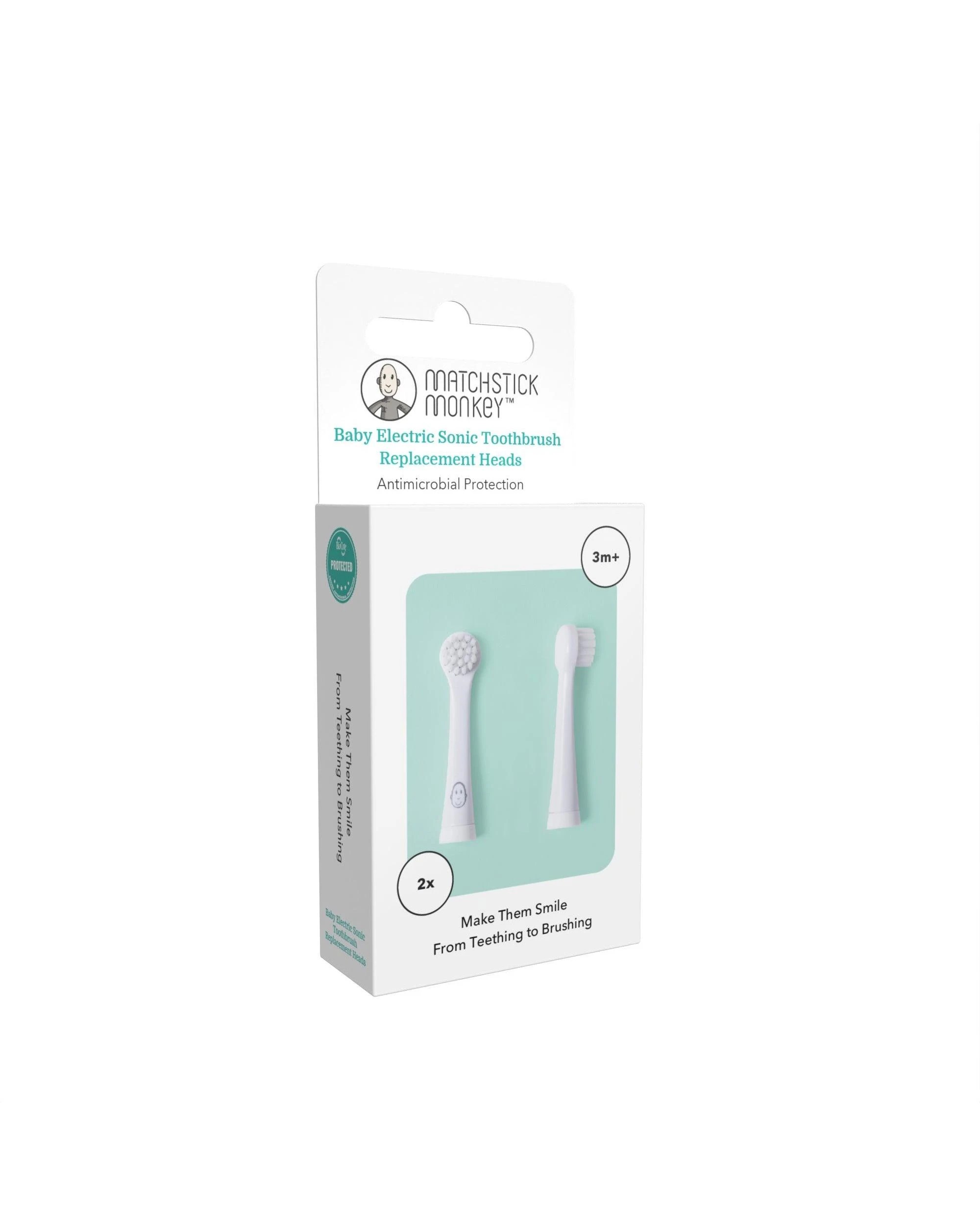 2 Matchstick Monkey Baby Sonic Toothbrush - Replacement Heads, 2 of 3