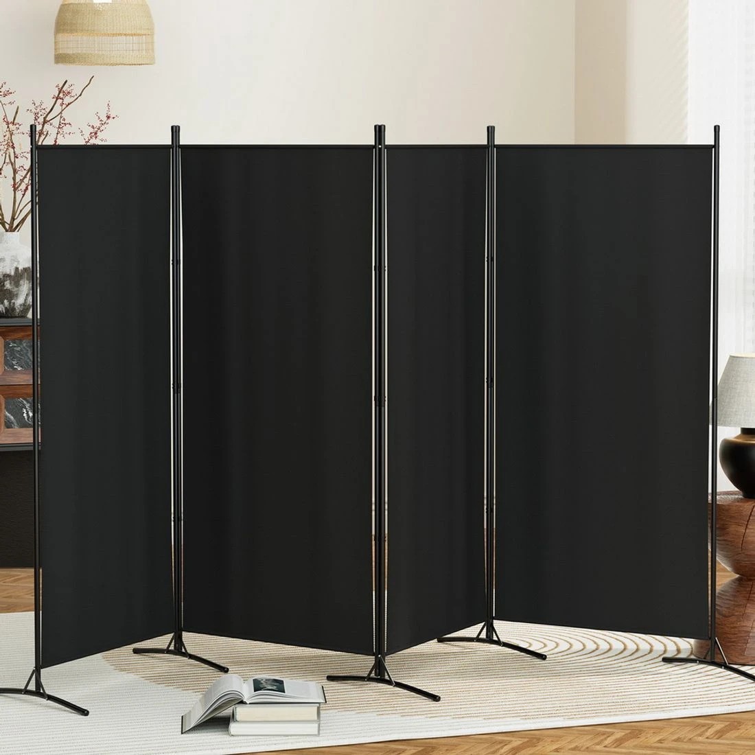 3 Artiss 4 Panel Room Divider Screen 345x180cm Fabric
 - black, 3 of 7