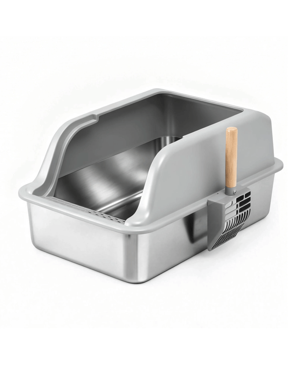 i.Pet Cat Litter Box Stainless Steel Large Semi - Silver