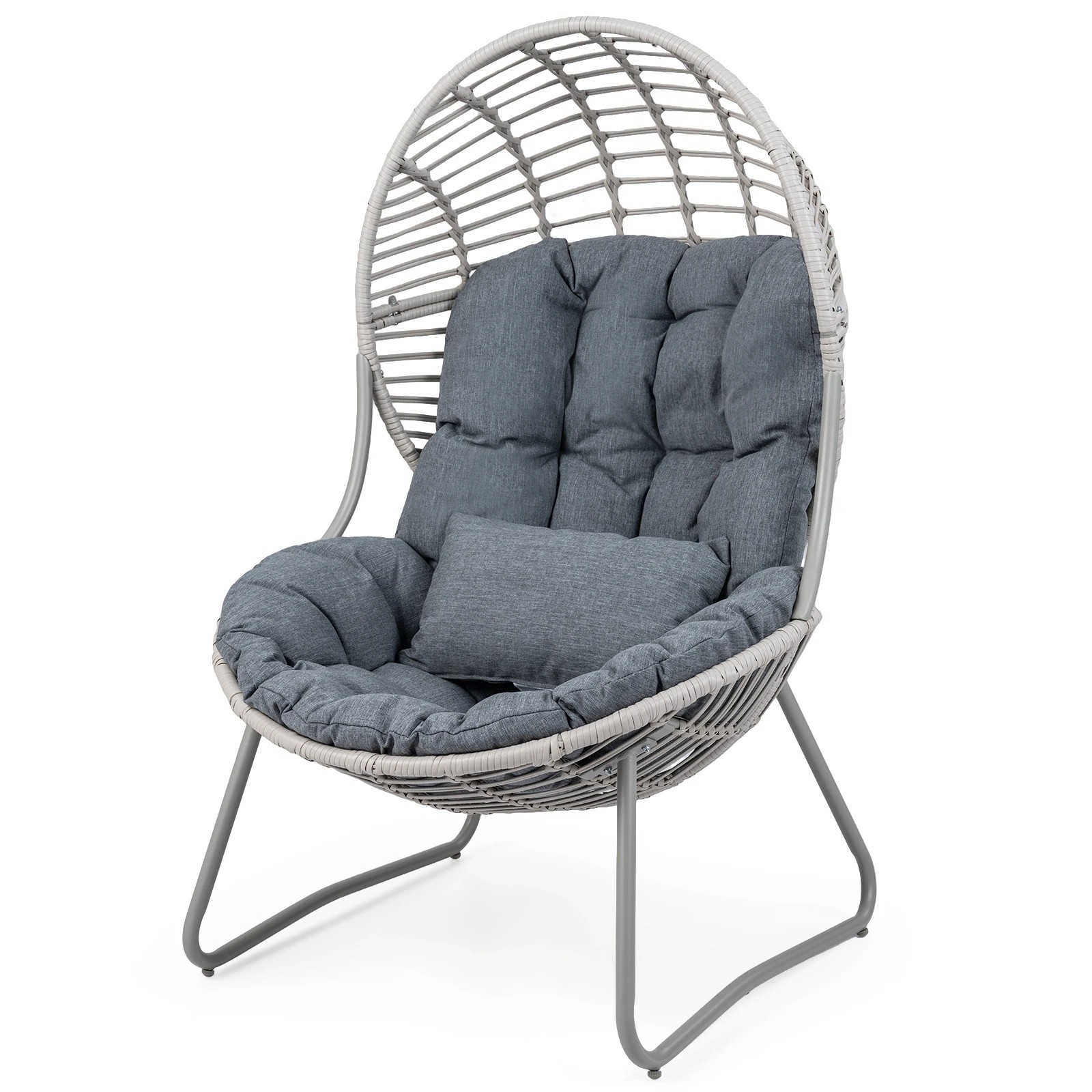 1 Costway PE Wicker Egg Chair w/Removable Seat & Back Cushion In/Outdoor Lounge Chair, 1 of 7