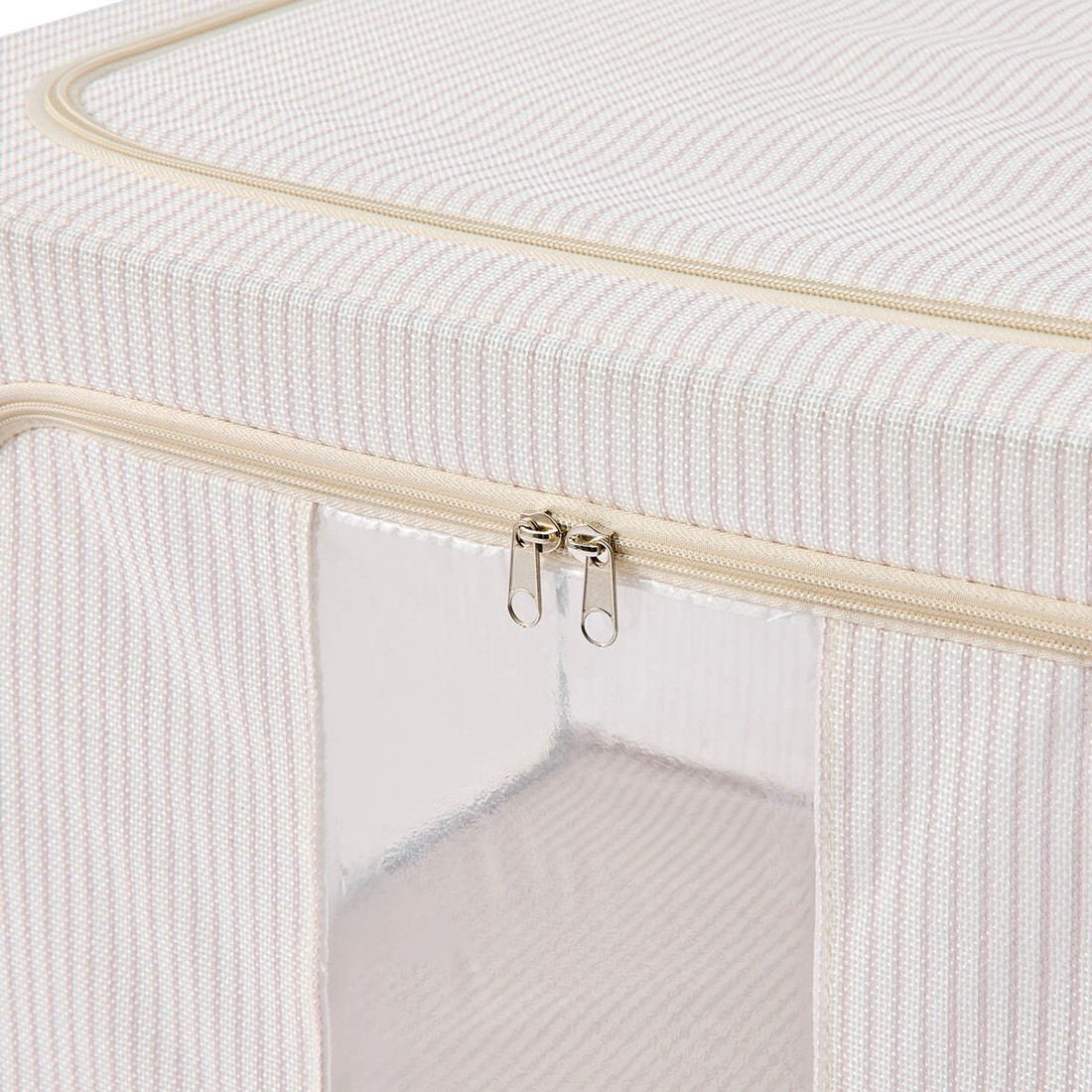 9 Linen Look Collapsible Box with Window - Large, Stripe, 9 of 10