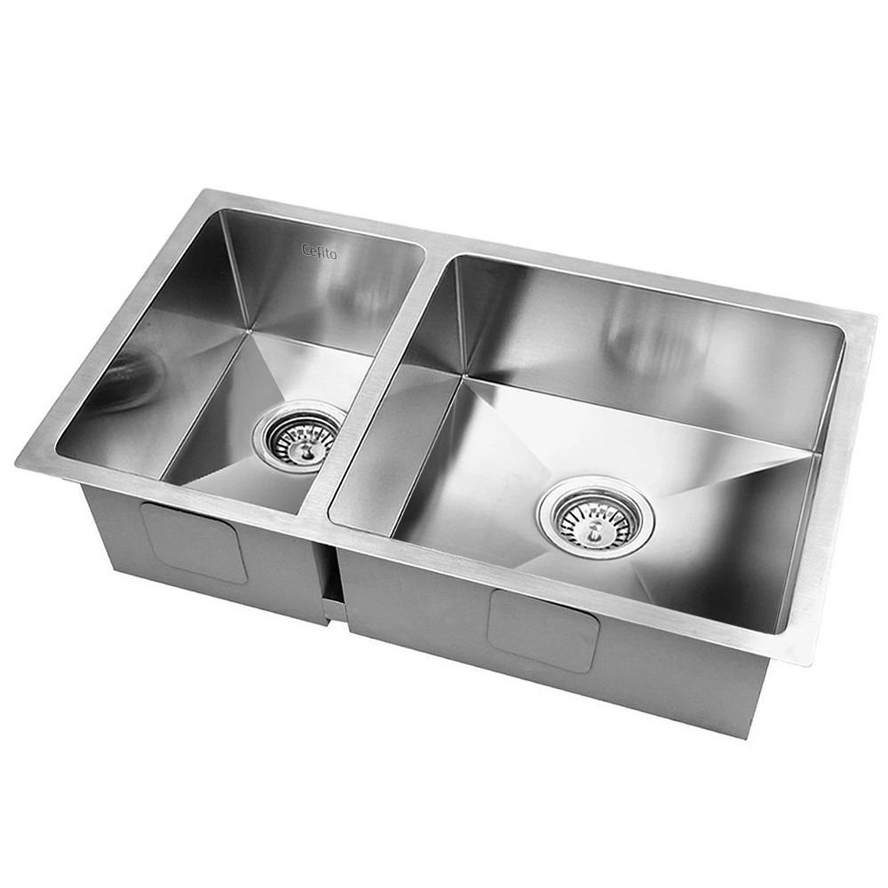 1 Cefito Kitchen Sink 71X45CM Stainless Steel Basin Double Bowl - Natural, 1 of 2