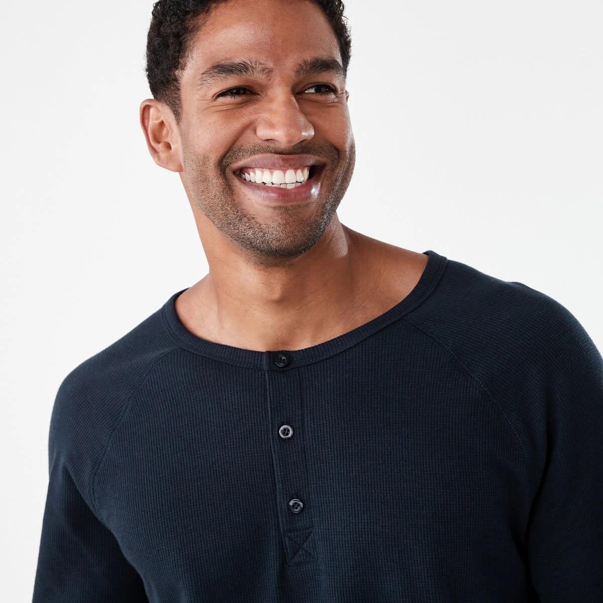 4 Waffle Henley Top Sky Cptn, 4 of 6